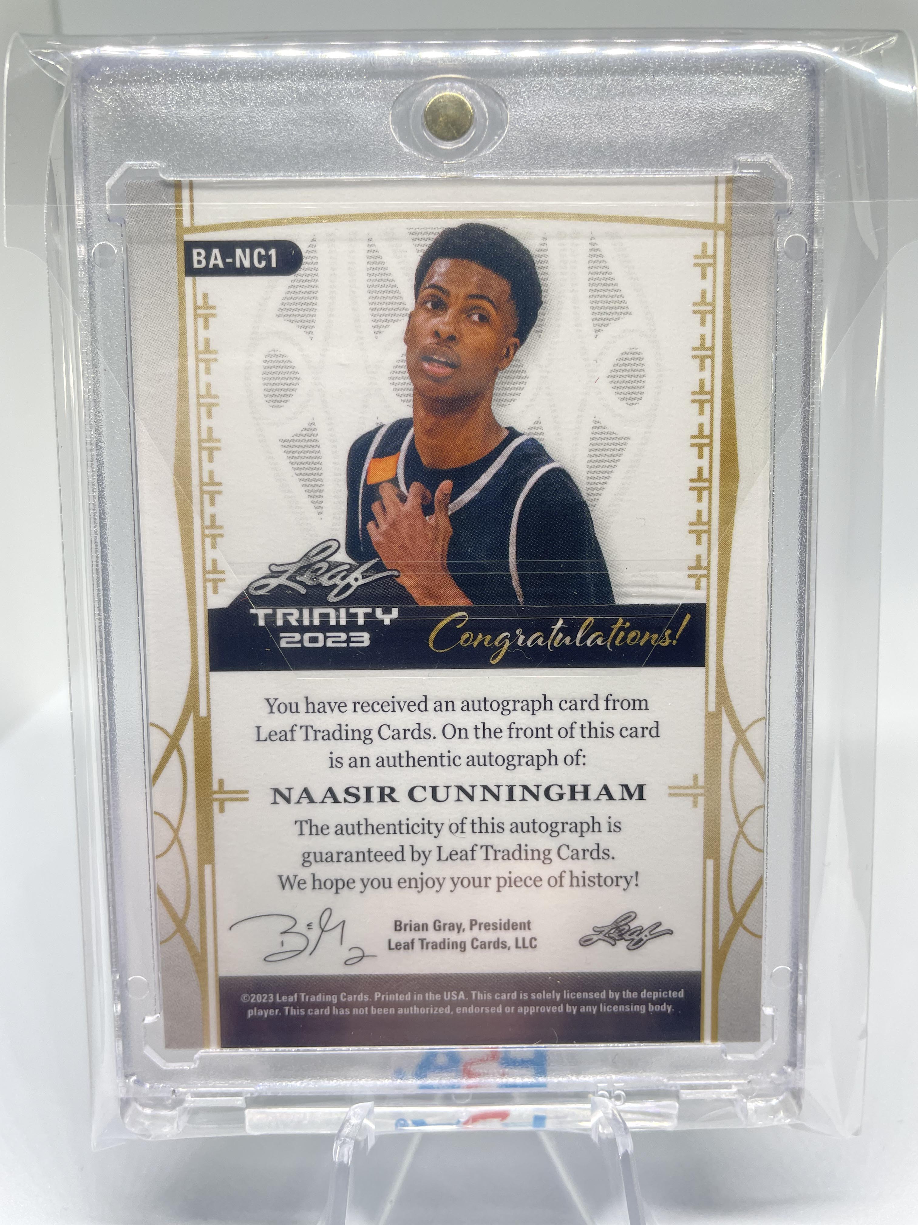 2022-23 Leaf Trinity Naasir Cunningham Green Holo Rookie Auto /20