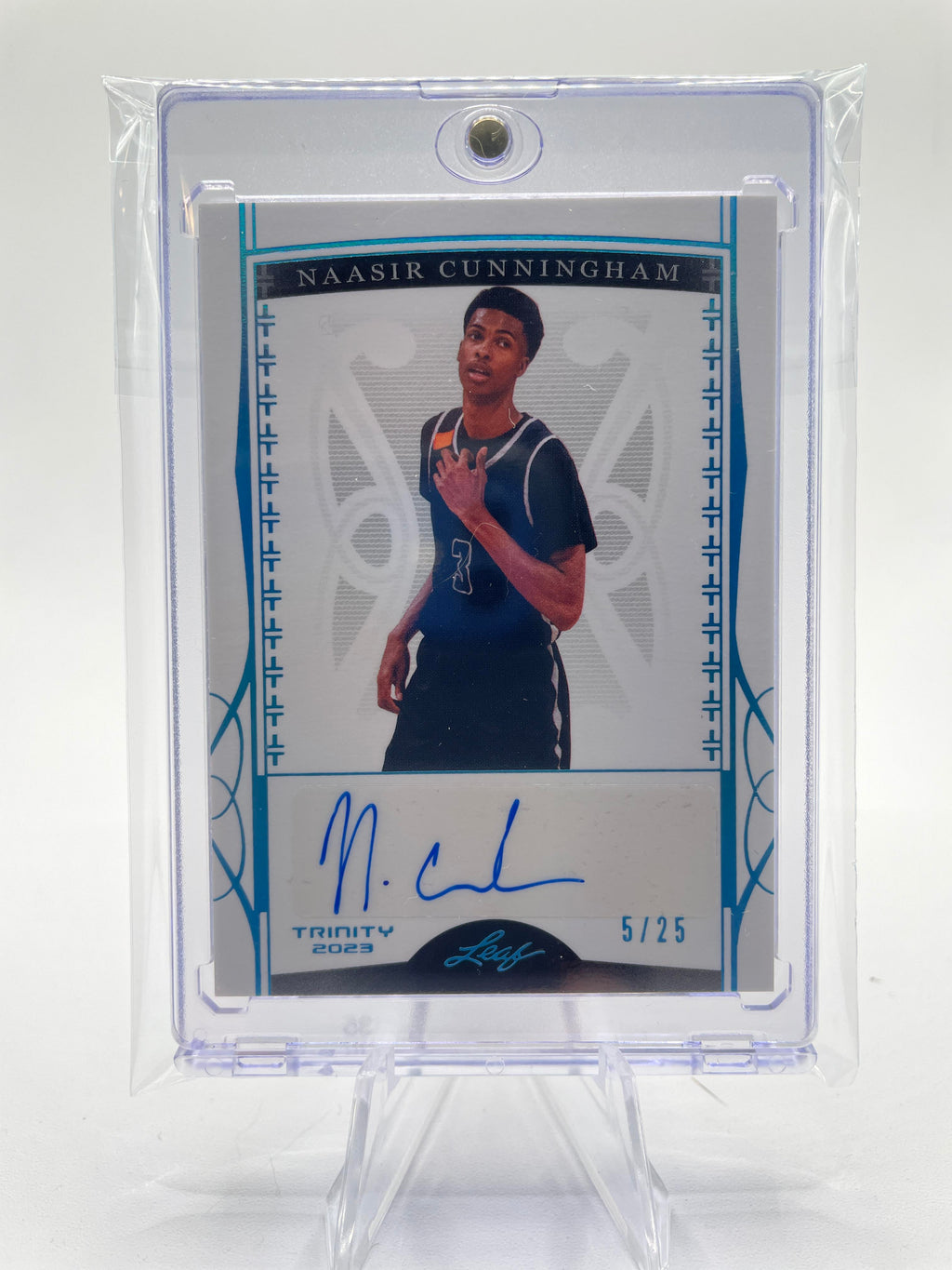 2022-23 Leaf Trinity Naasir Cunningham Platinum Holo Rookie Auto /25