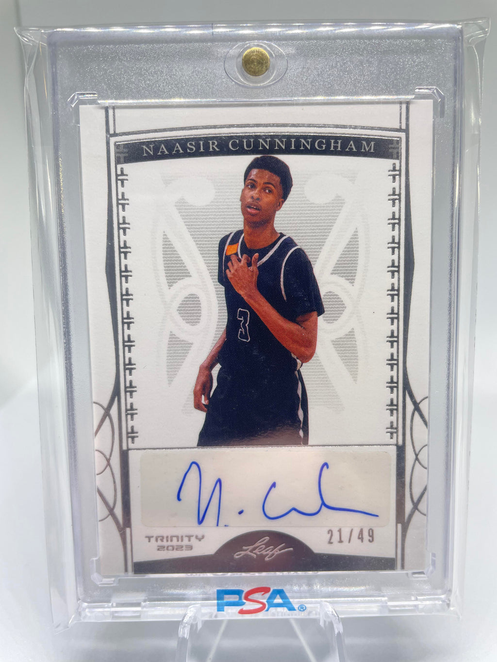 2022-23 Leaf Trinity Naasir Cunningham Silver Rookie Auto /49