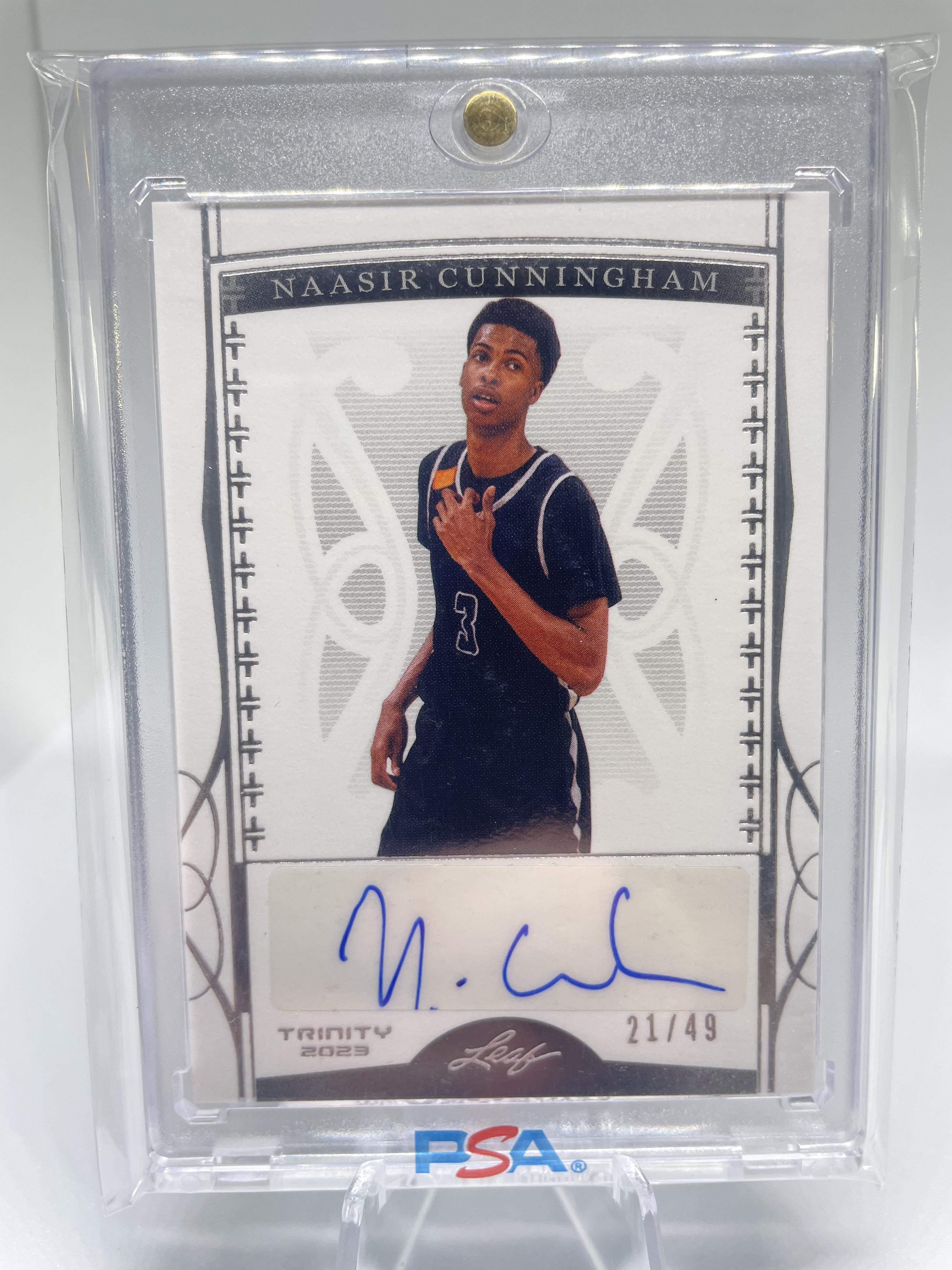 2022-23 Leaf Trinity Naasir Cunningham Silver Rookie Auto /49