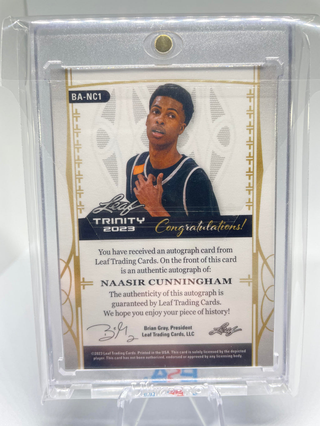2022-23 Leaf Trinity Naasir Cunningham Silver Rookie Auto /49