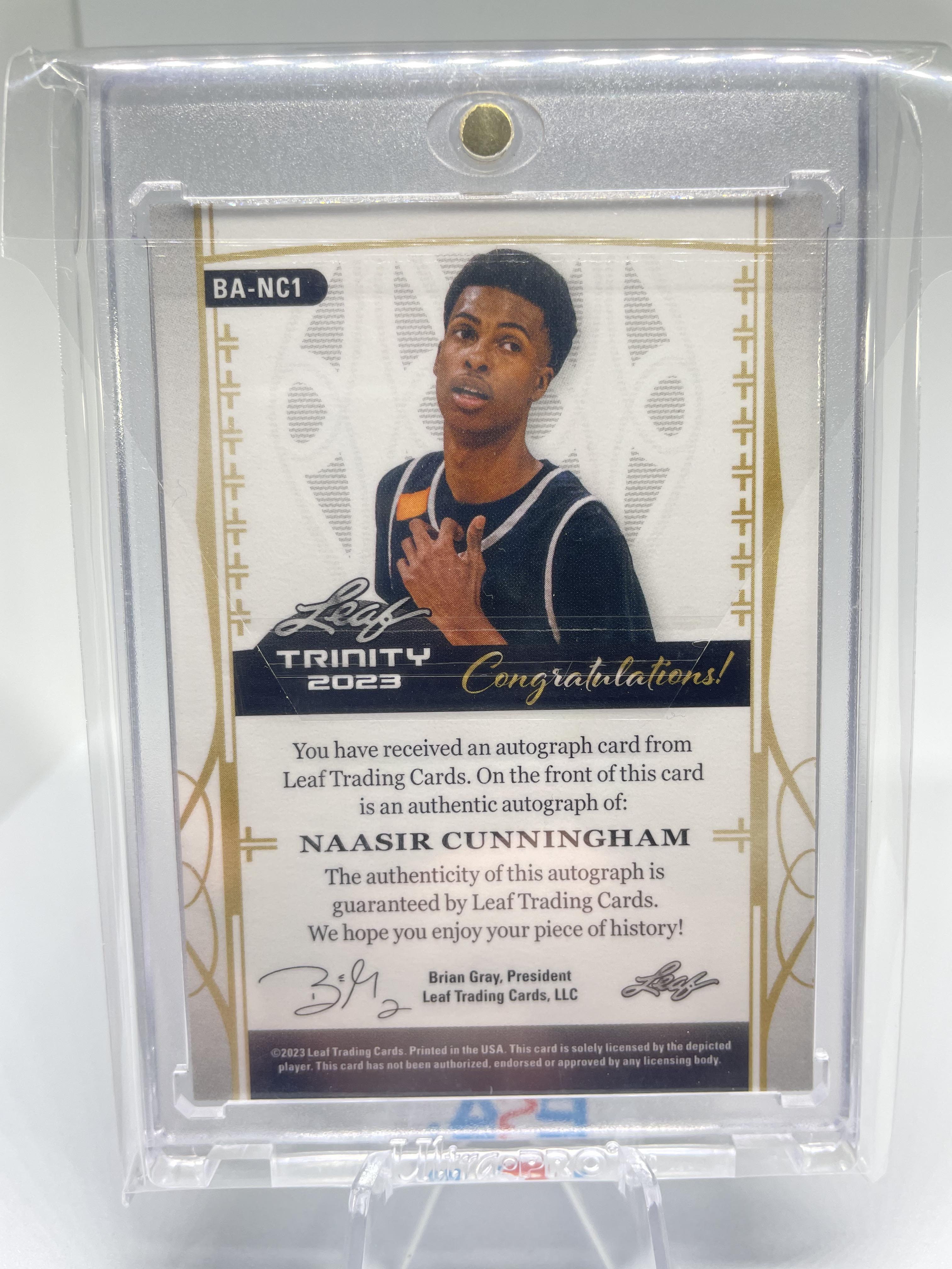 2022-23 Leaf Trinity Naasir Cunningham Silver Rookie Auto /49
