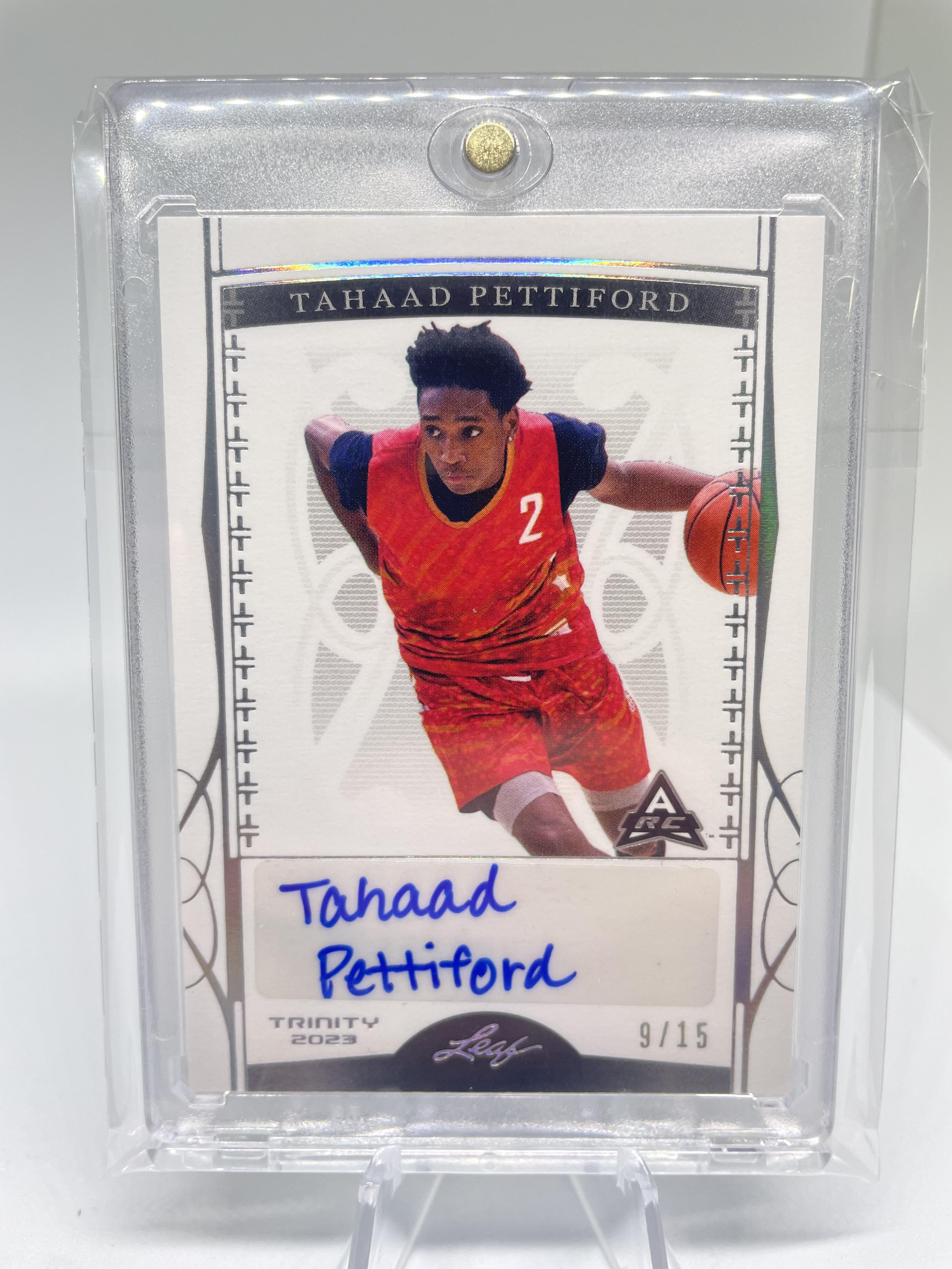 2022-23 Leaf Trinity Tahaad Pettiford Platinum Holo Rookie Auto /15