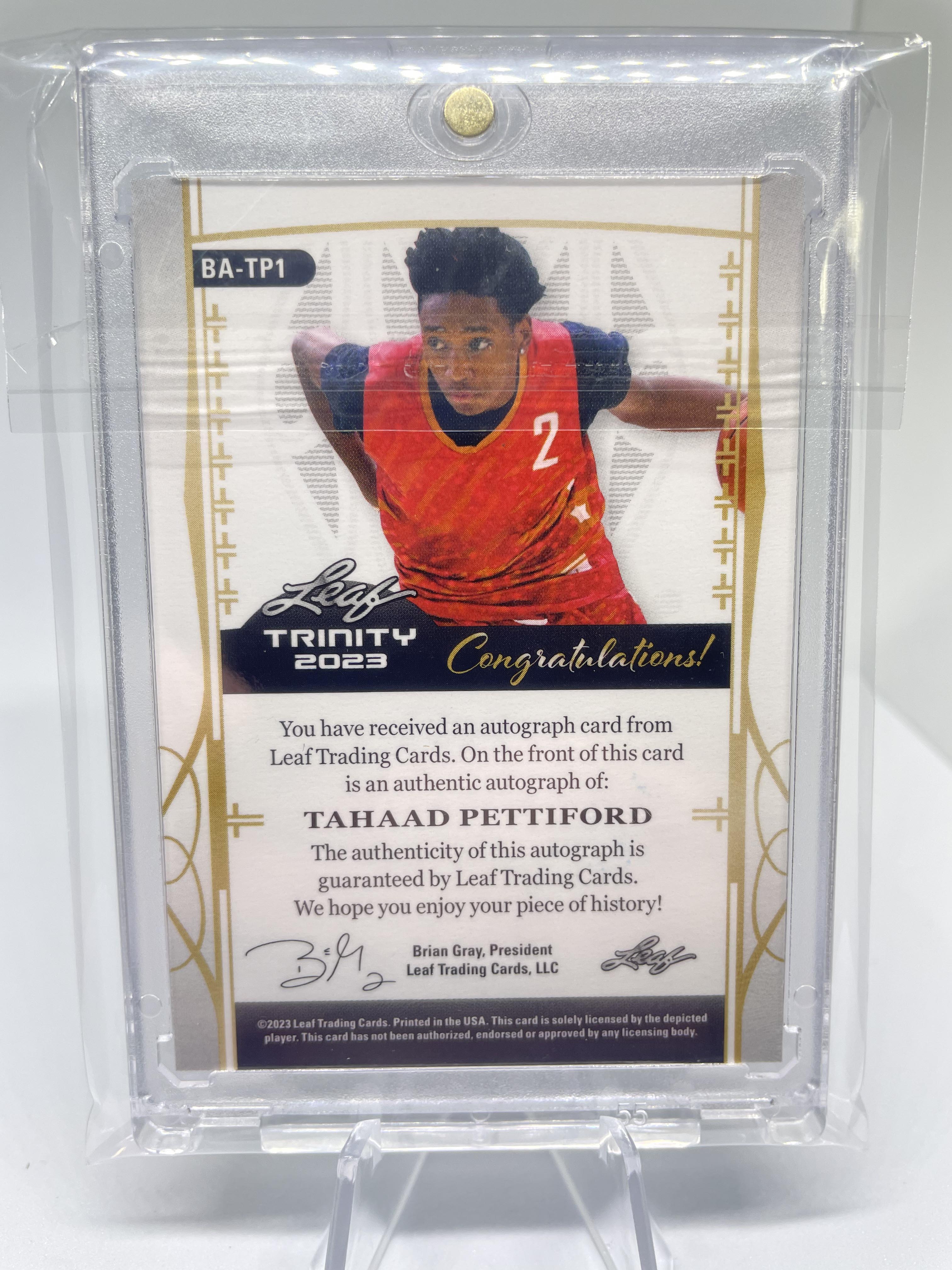 2022-23 Leaf Trinity Tahaad Pettiford Platinum Holo Rookie Auto /15