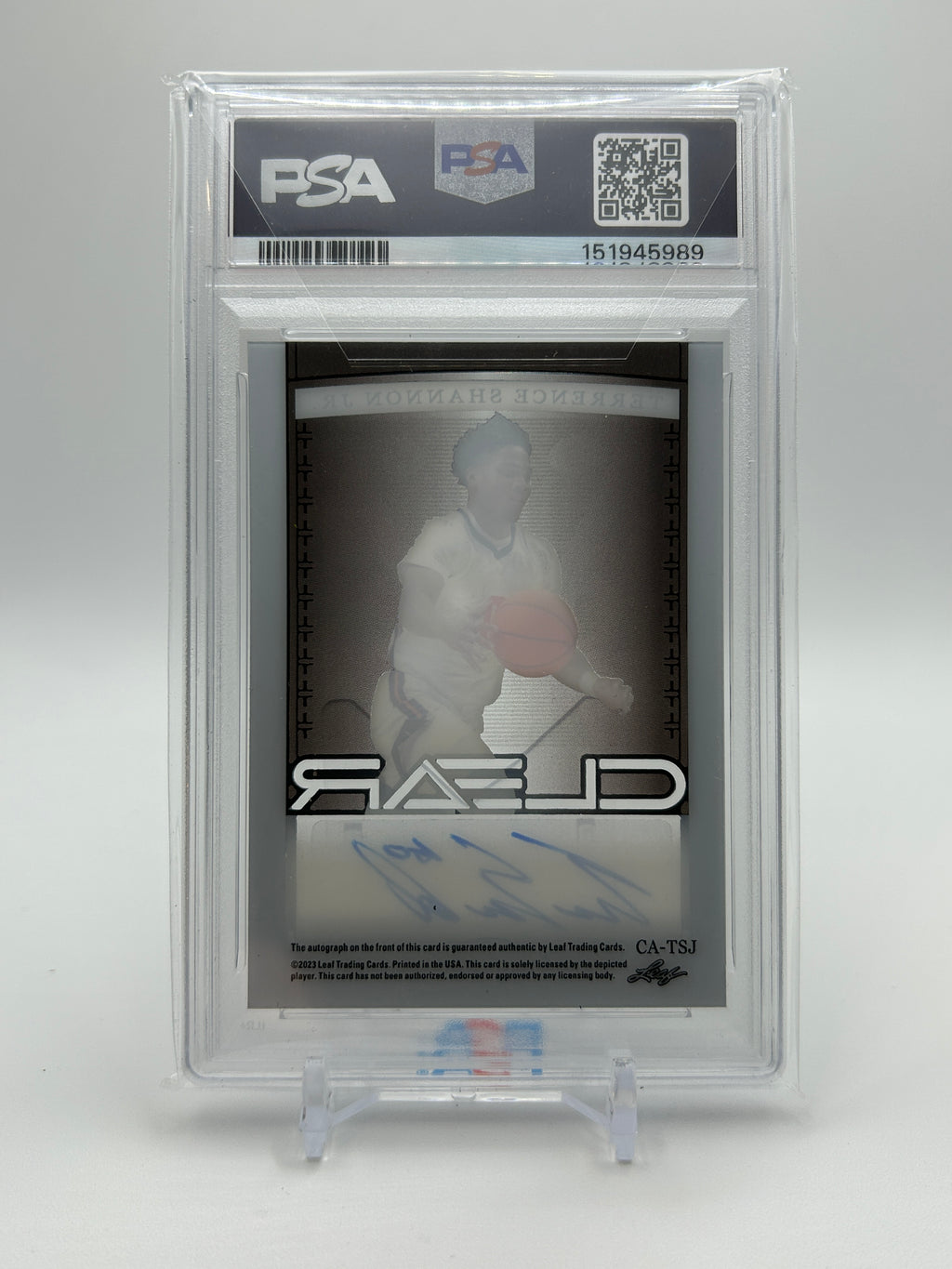 2022-23 Leaf Trinity Terrence Shannon Jr Black Holo Silver 1/1 Rookie Auto PSA 9