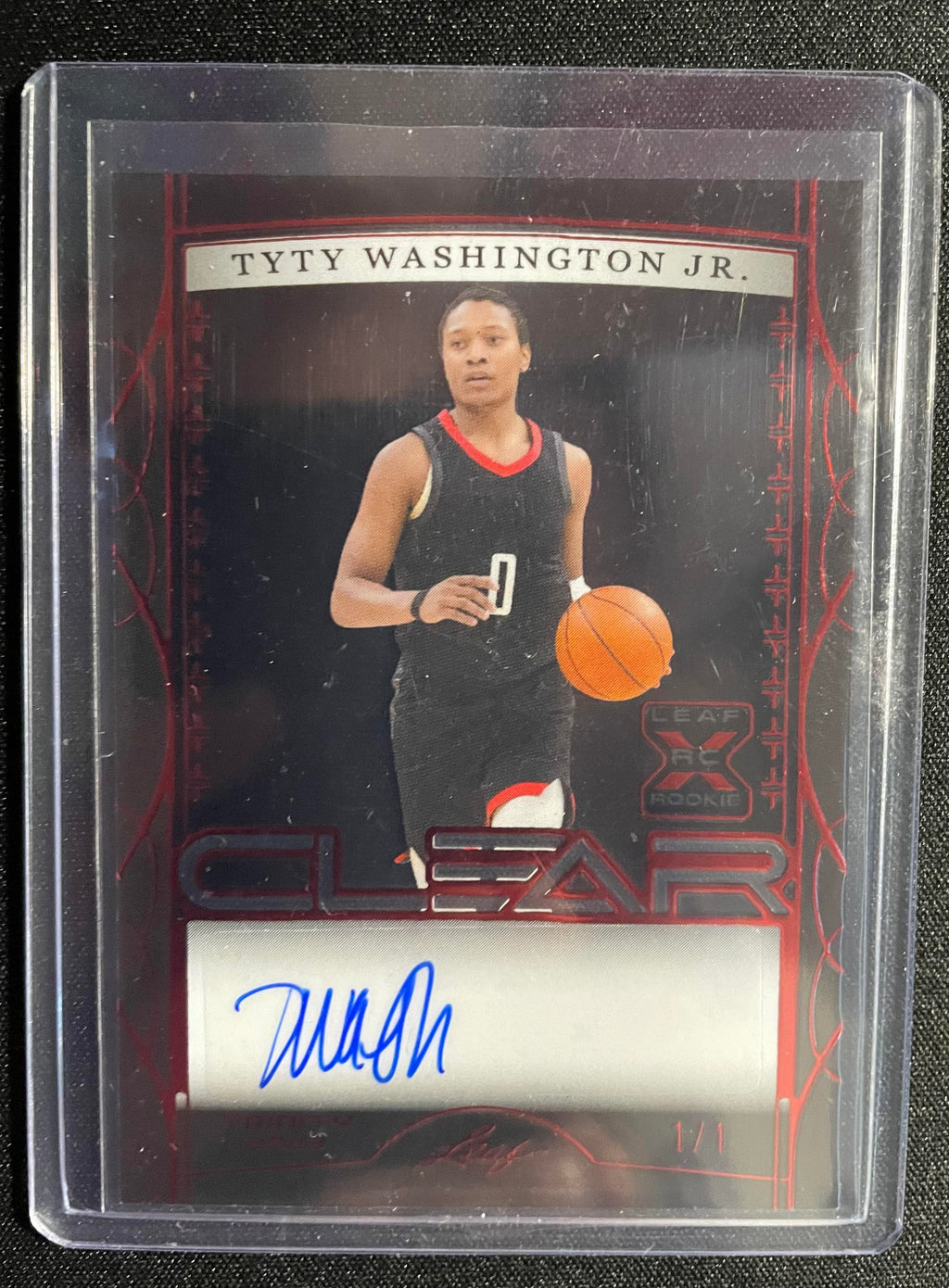 2022-23 Leaf Trinity TyTy Washington 1/1 Red Rookie Auto + Select Blue Prizm /99