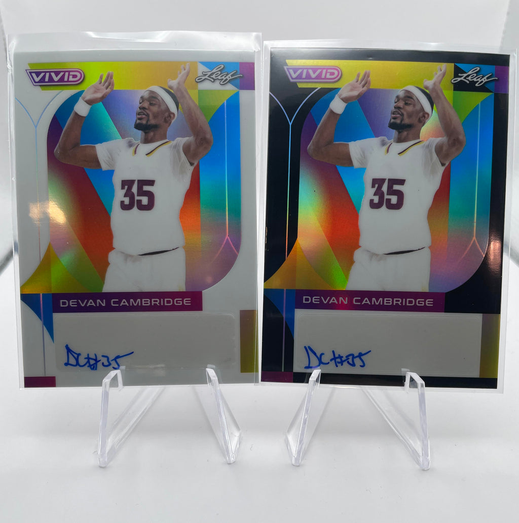 2022-23 Leaf Vivid Devan Cambridge White Prizm Auto /25 + Black /20