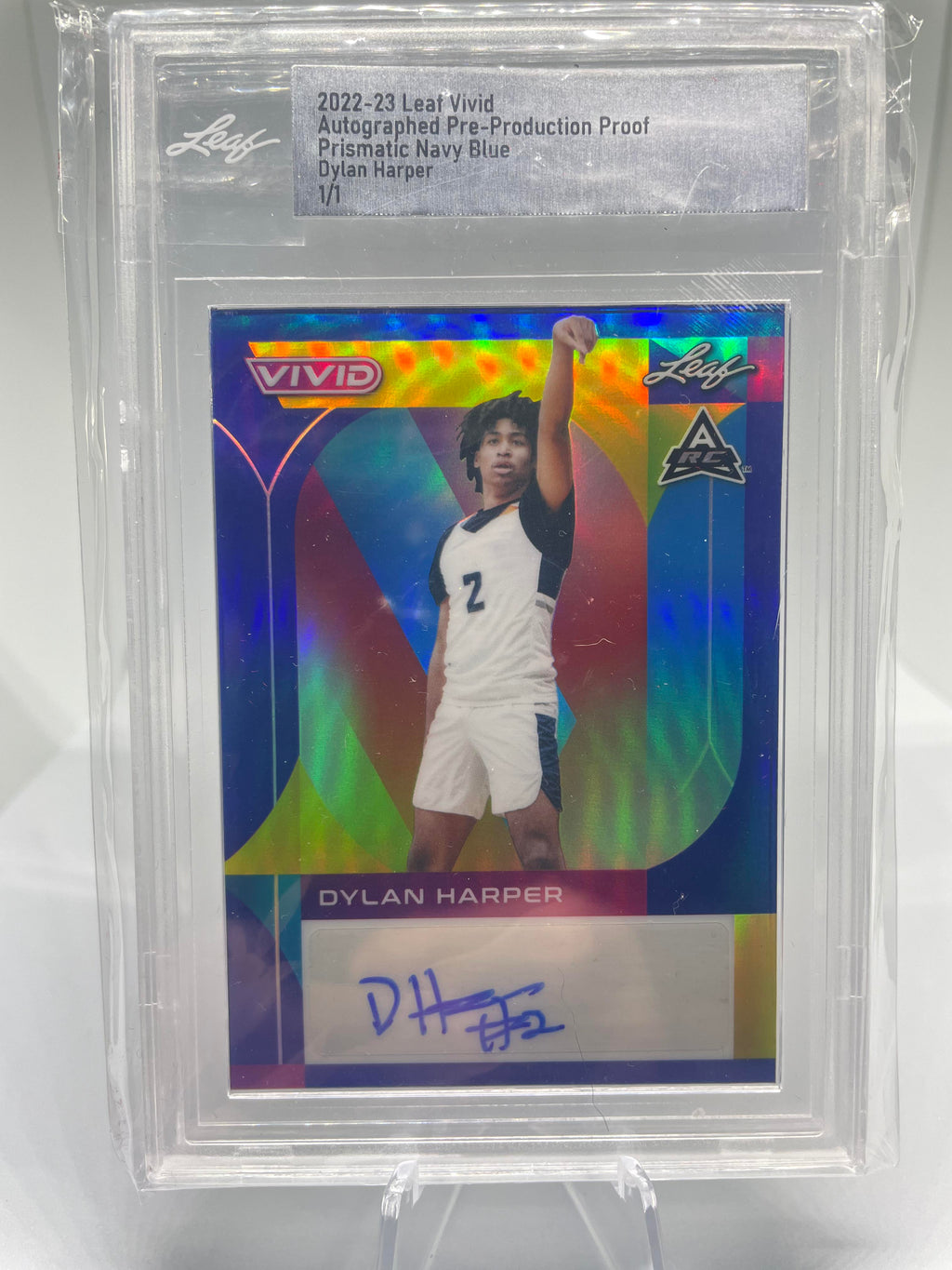 2022-23 Leaf Vivid Dylan Harper 1/1 Pre-Production Proof Blue Rookie Auto