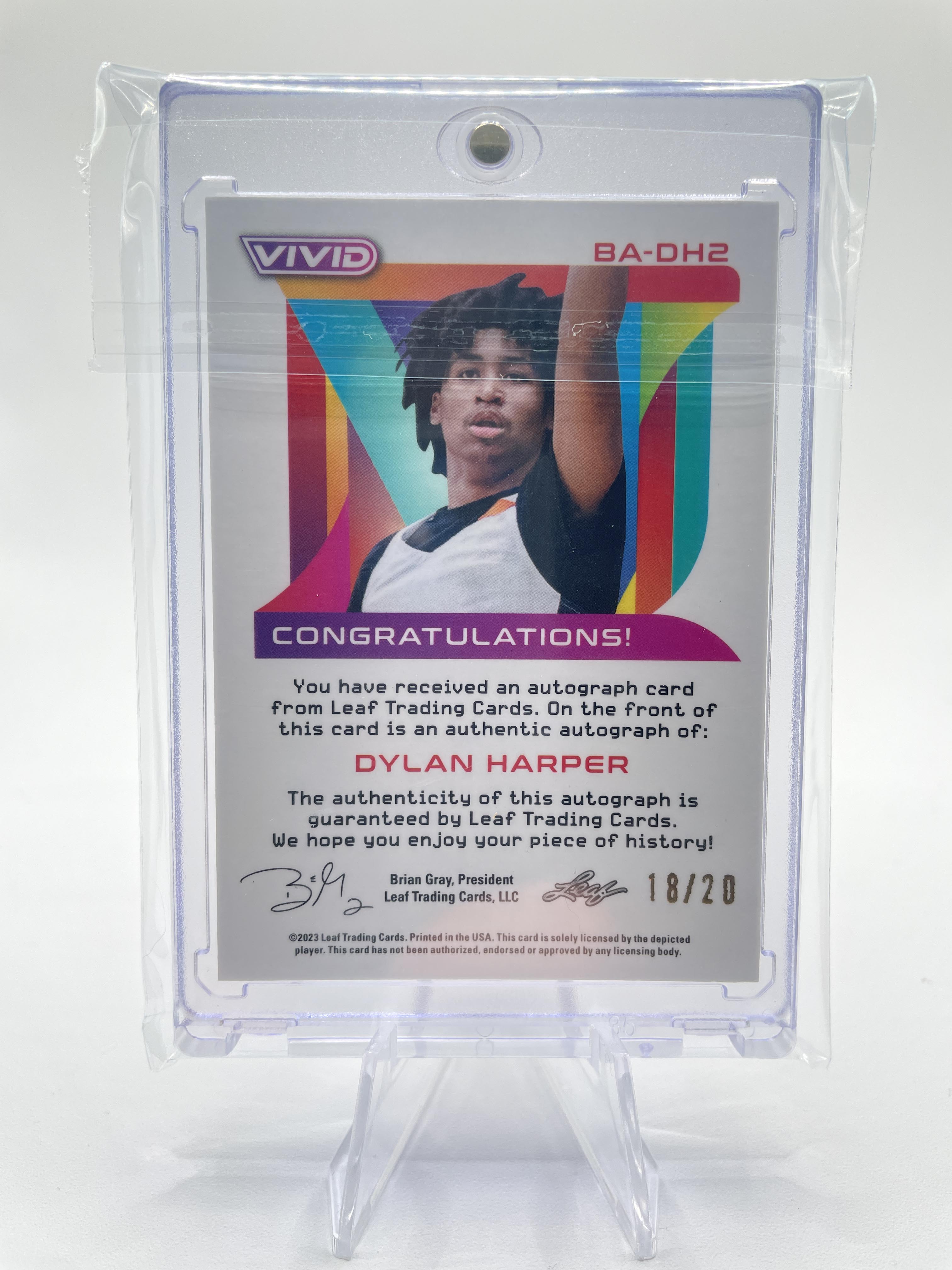 2022-23 Leaf Vivid Dylan Harper Black Prizm Rookie Auto /20