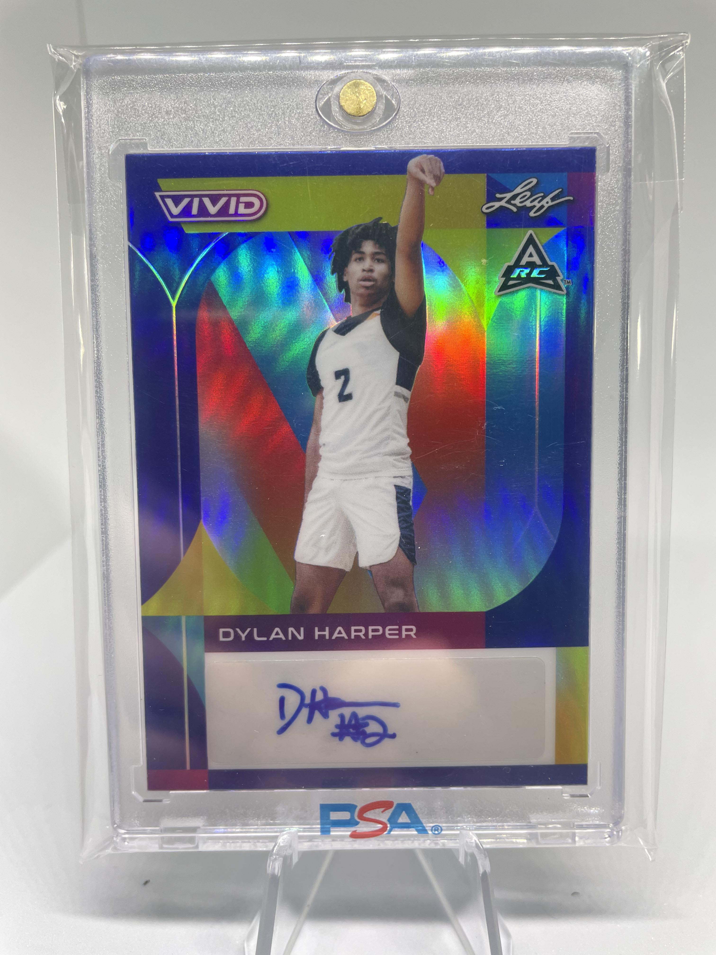 2022-23 Leaf Vivid Dylan Harper Blue Prizm Rookie Auto /30