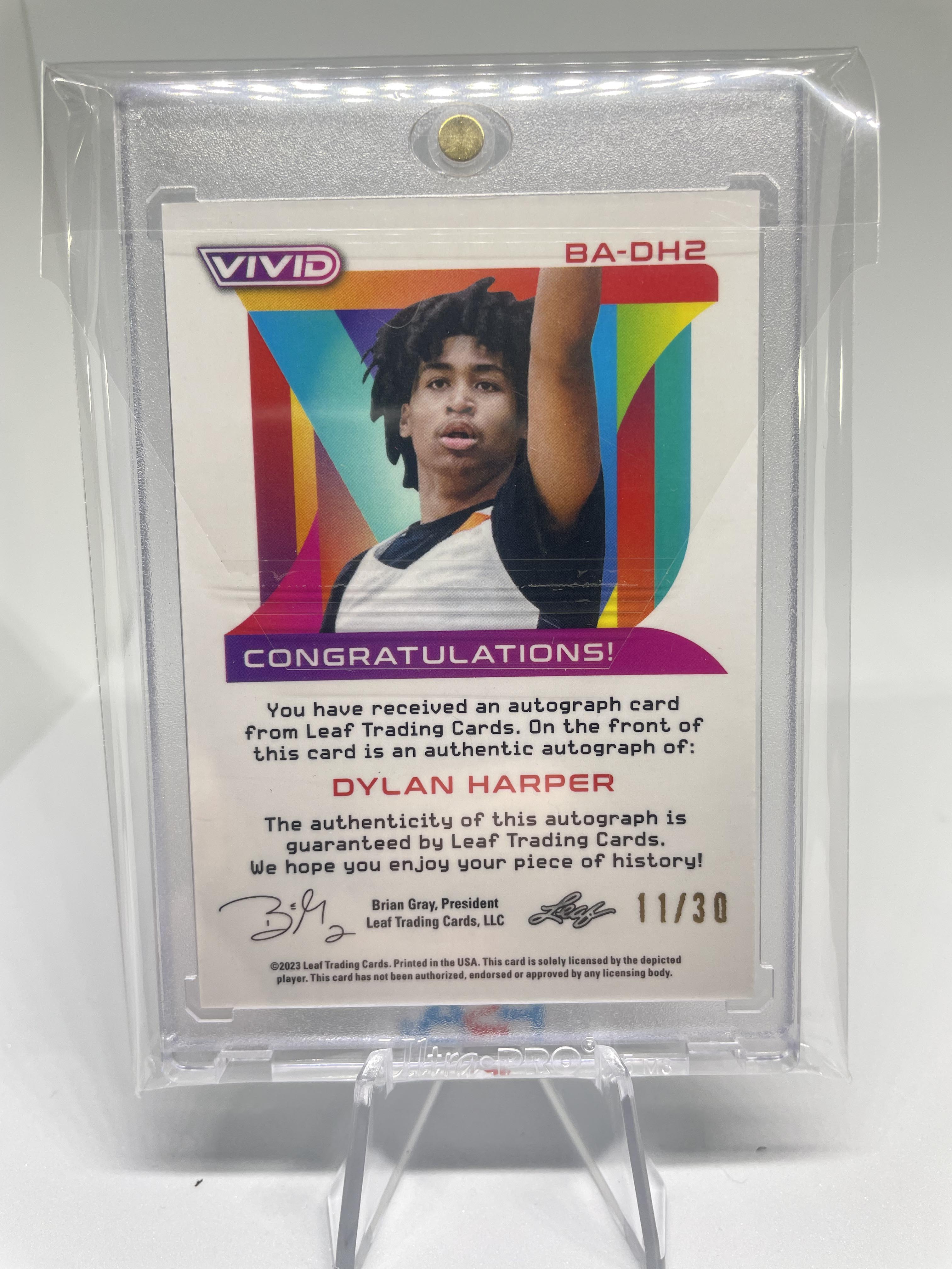 2022-23 Leaf Vivid Dylan Harper Blue Prizm Rookie Auto /30