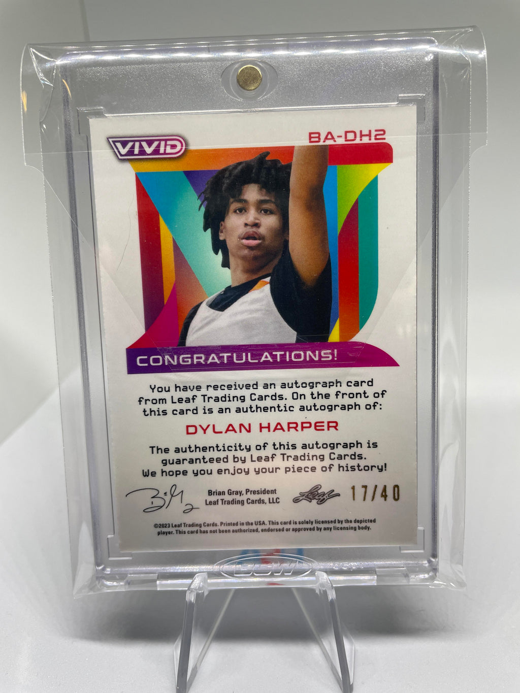 2022-23 Leaf Vivid Dylan Harper Grey Prizm Rookie Auto /40