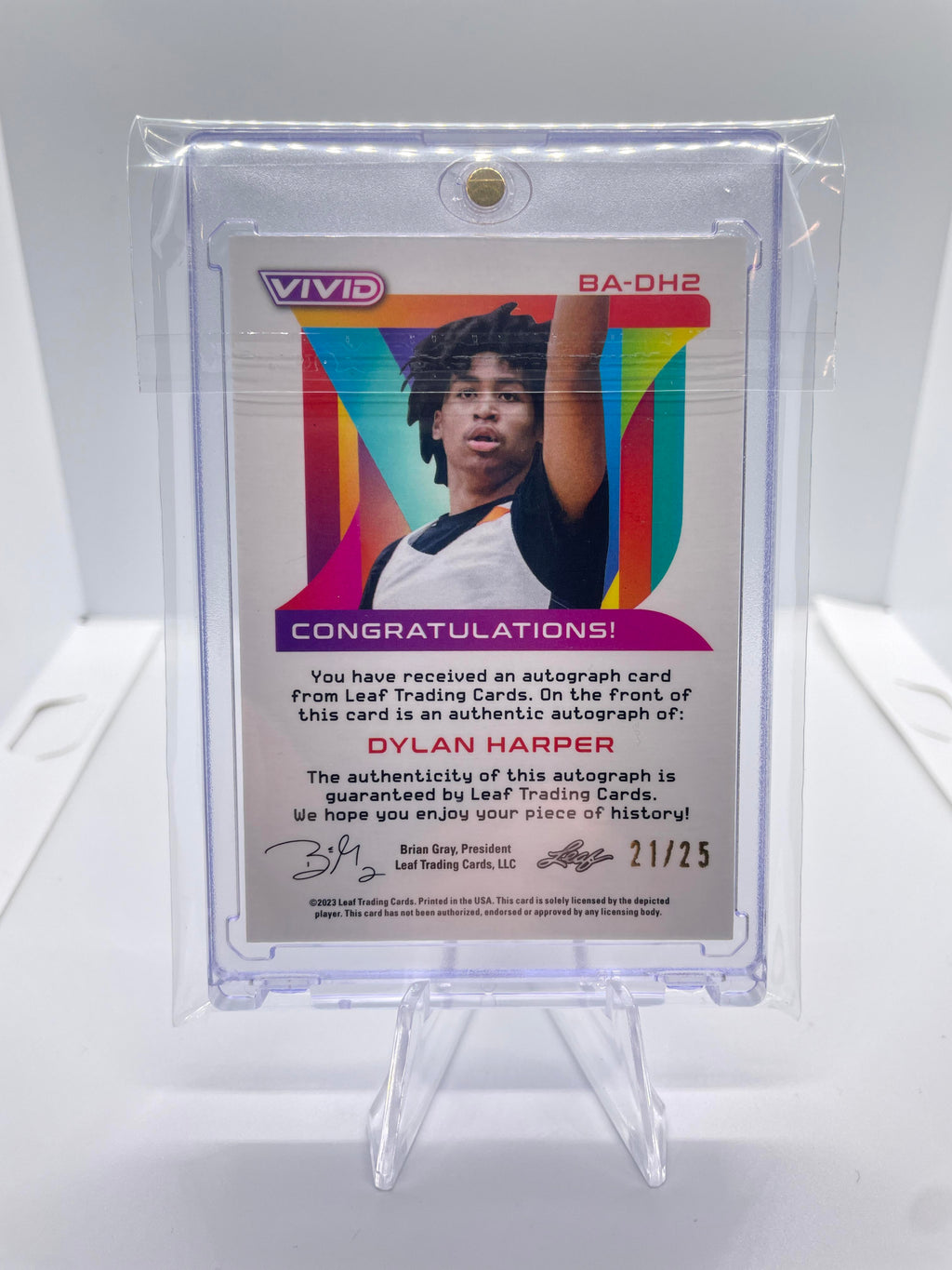 2022-23 Leaf Vivid Dylan Harper White Prizm Rookie Auto /25