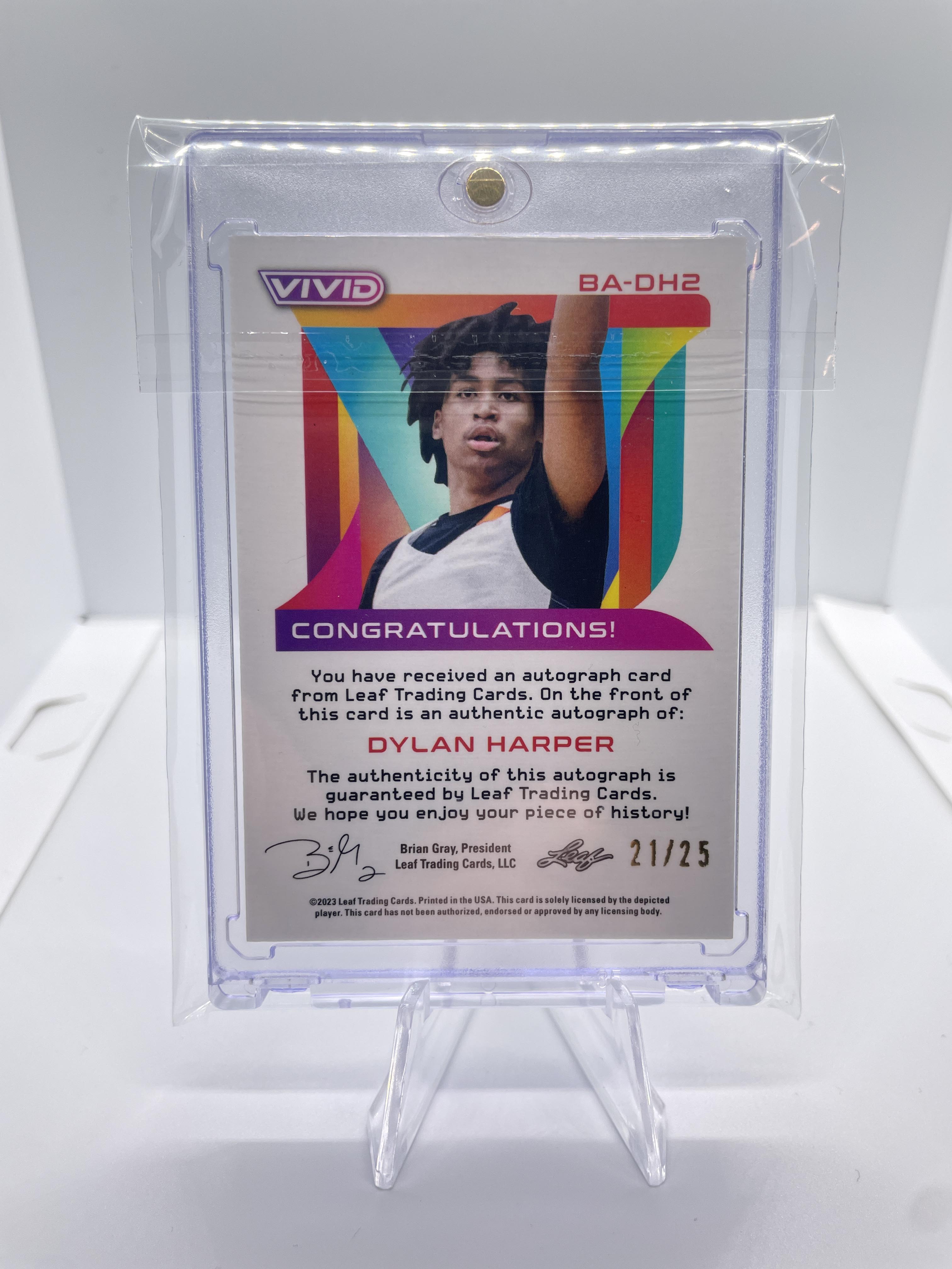 2022-23 Leaf Vivid Dylan Harper White Prizm Rookie Auto /25