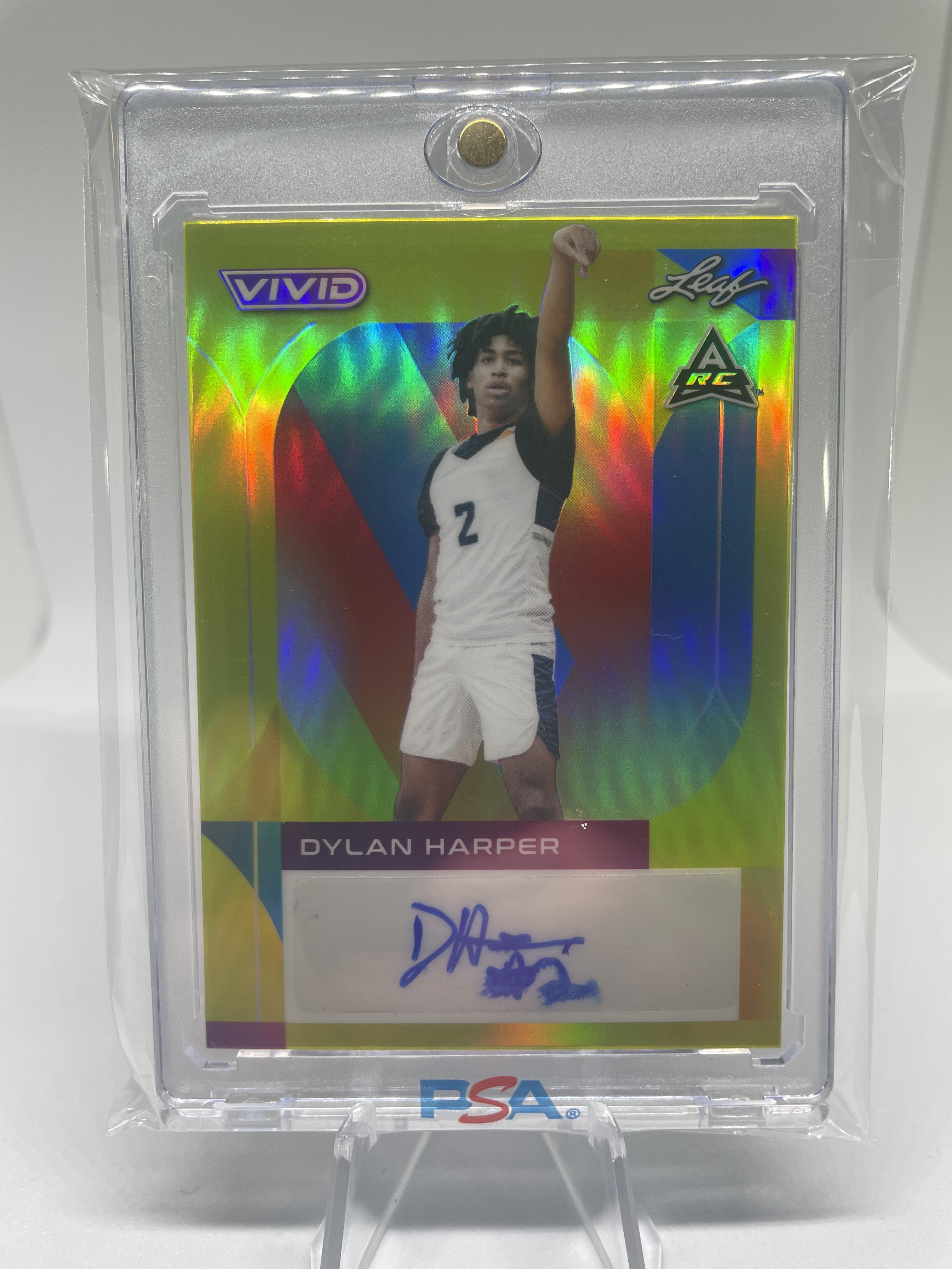 2022-23 Leaf Vivid Dylan Harper Yellow Prizm Rookie Auto /50