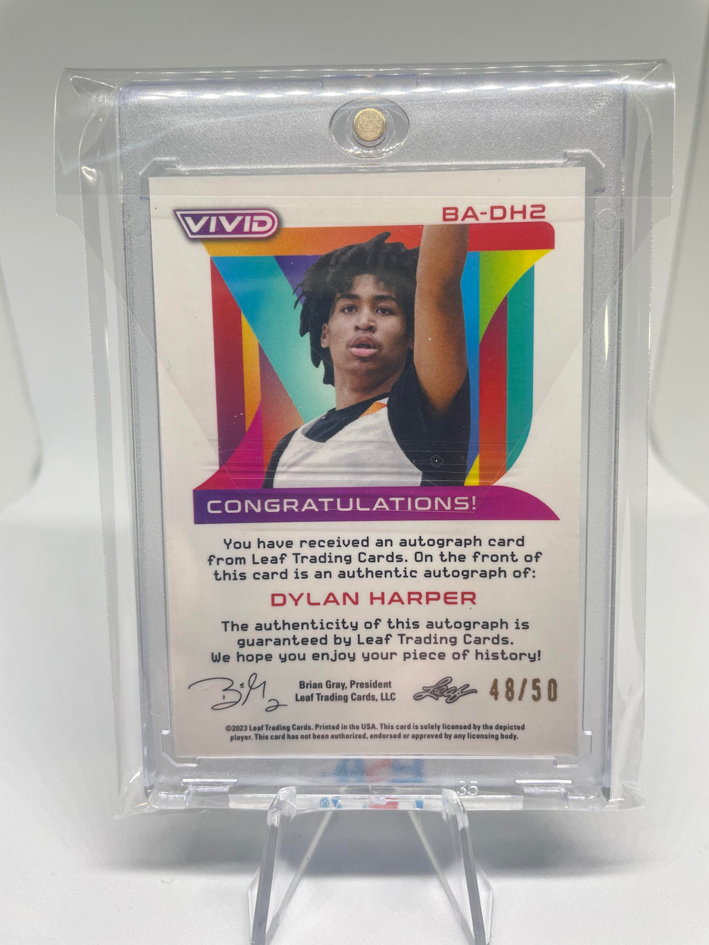 2022-23 Leaf Vivid Dylan Harper Yellow Prizm Rookie Auto /50