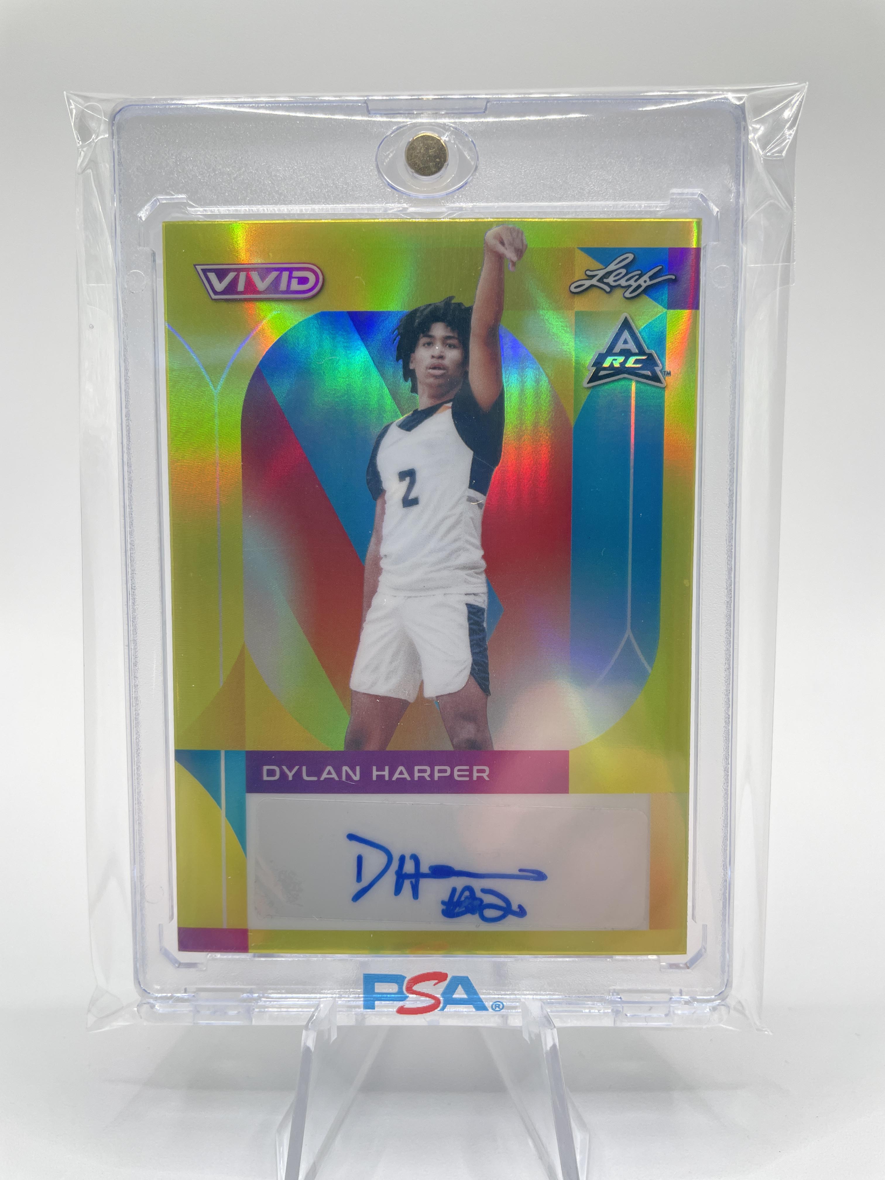 2022-23 Leaf Vivid Dylan Harper Yellow Prizm Rookie Auto /50