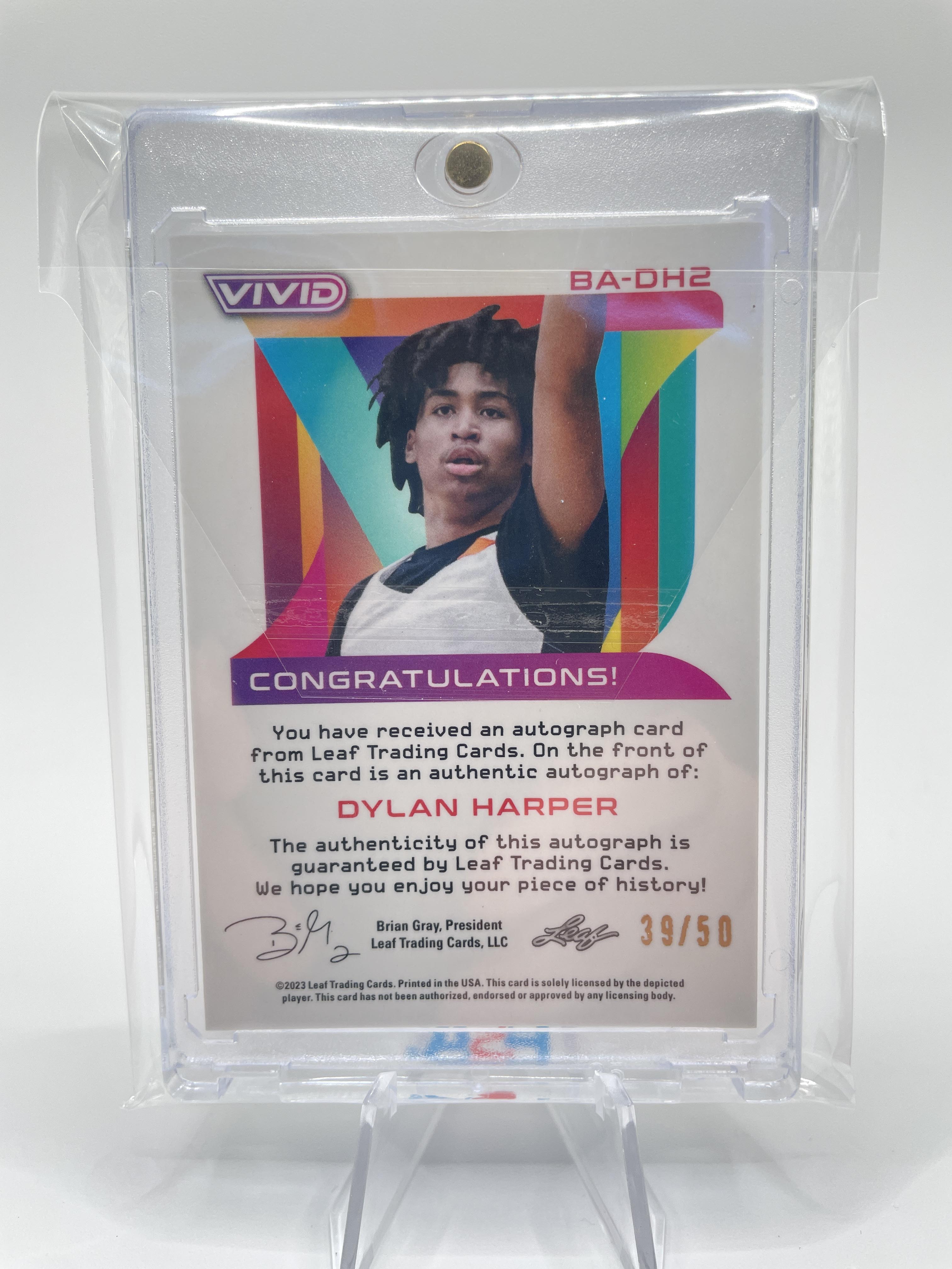 2022-23 Leaf Vivid Dylan Harper Yellow Prizm Rookie Auto /50
