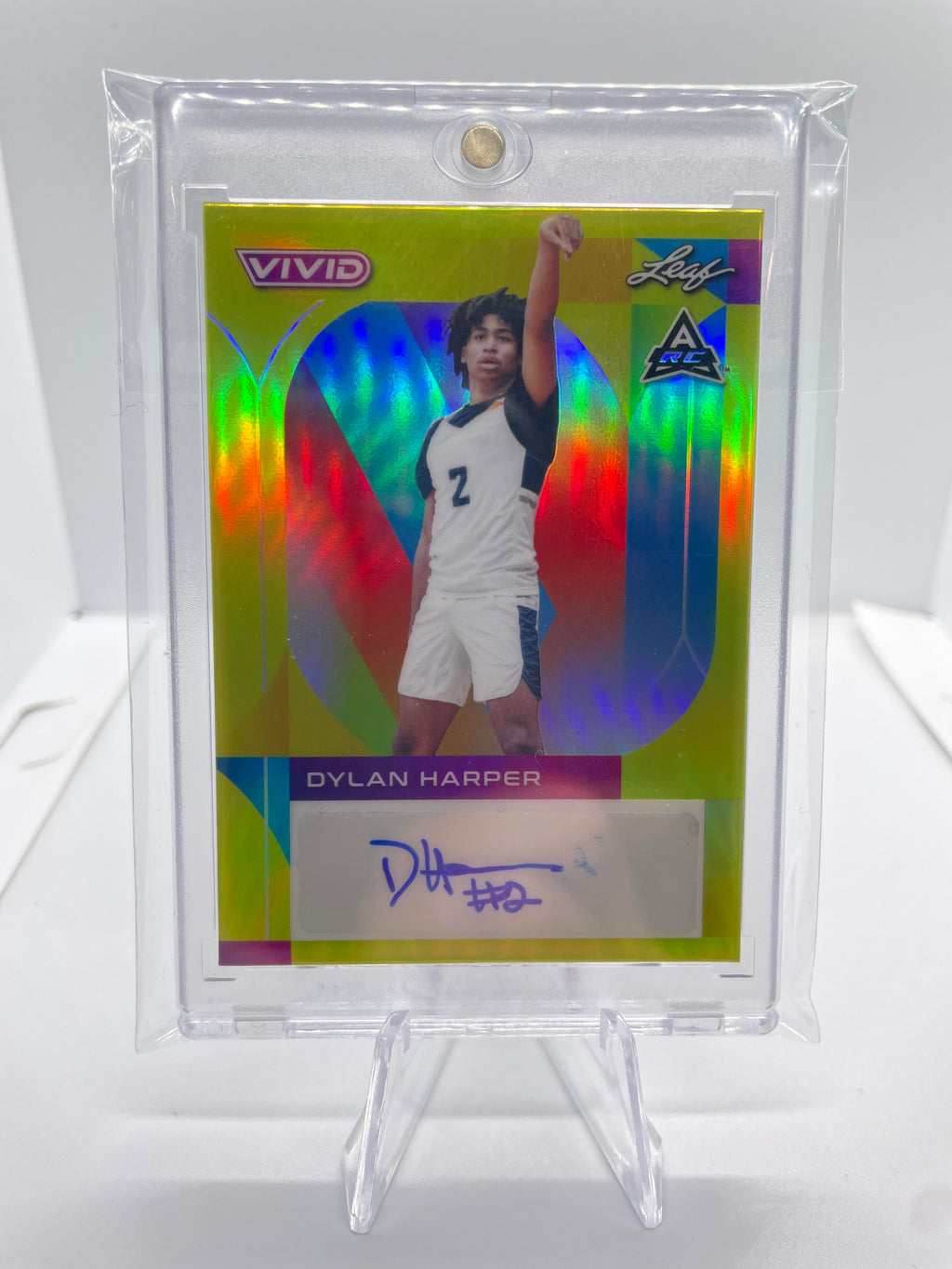2022-23 Leaf Vivid Dylan Harper Yellow Prizm Rookie Auto /50