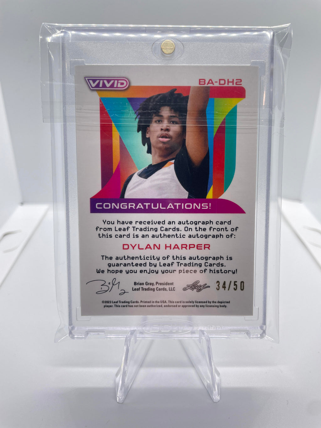 2022-23 Leaf Vivid Dylan Harper Yellow Prizm Rookie Auto /50