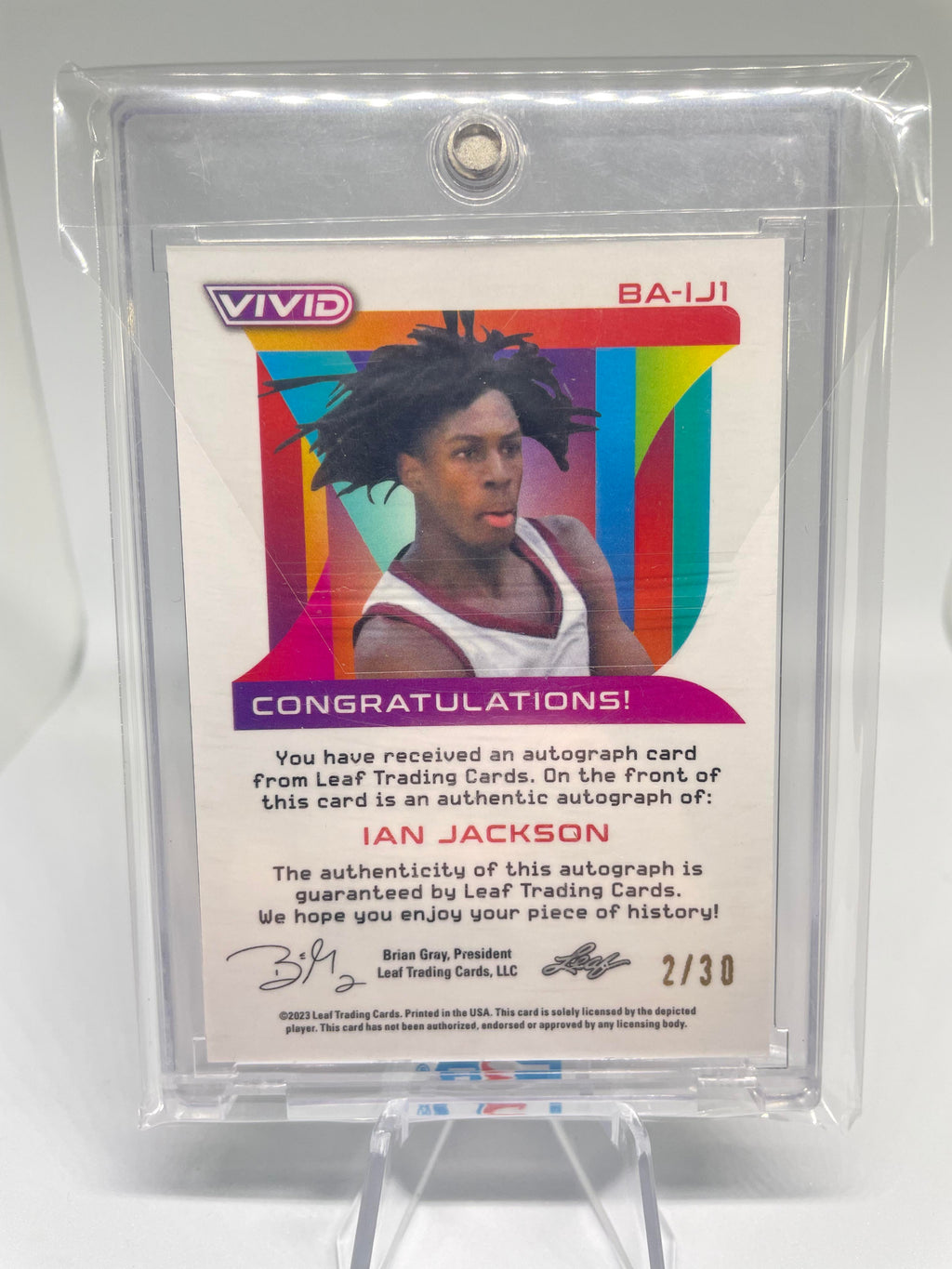 2022-23 Leaf Vivid Ian Jackson Navy Blue Prizm Rookie Auto /30