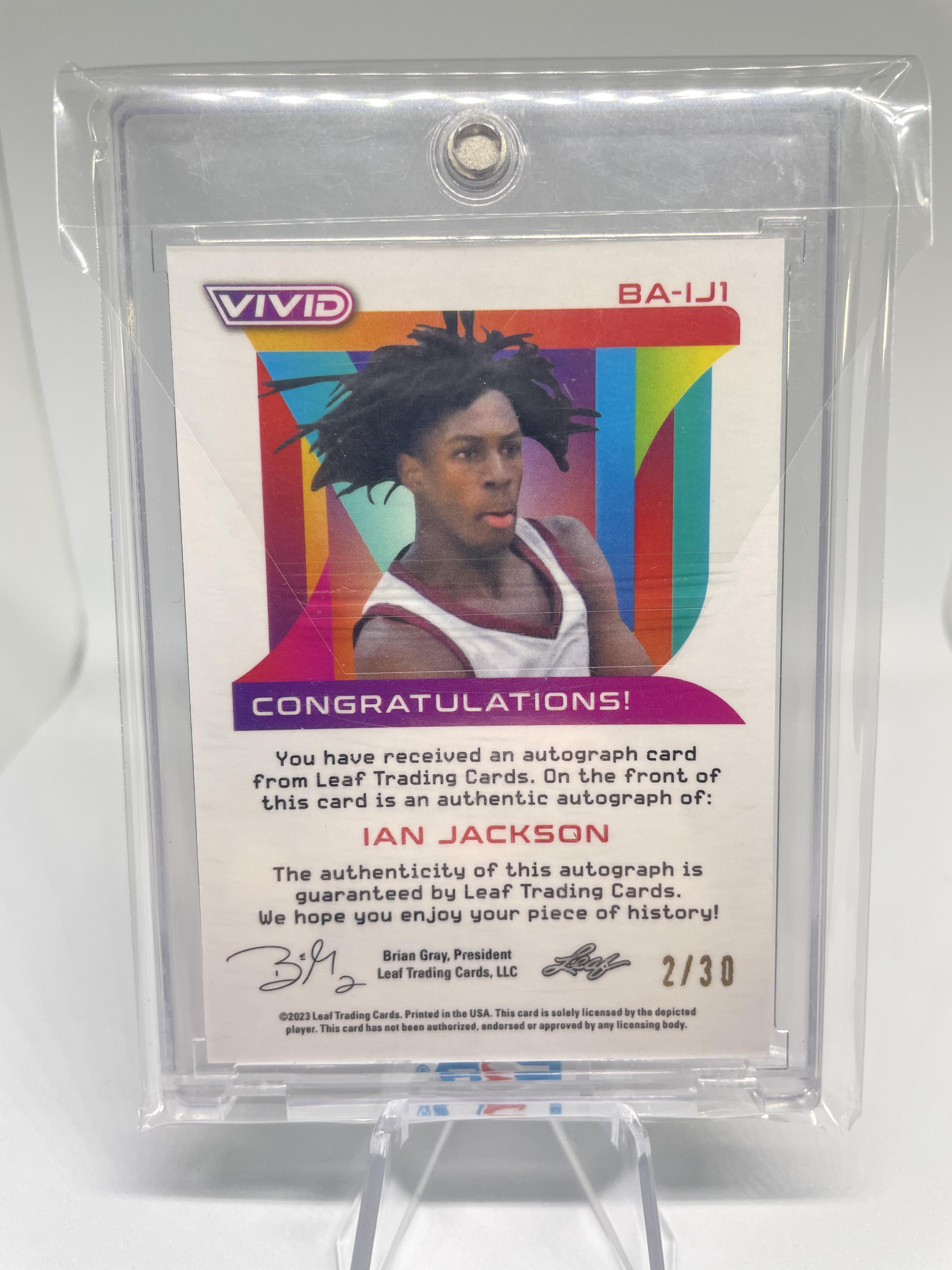 2022-23 Leaf Vivid Ian Jackson Navy Blue Prizm Rookie Auto /30