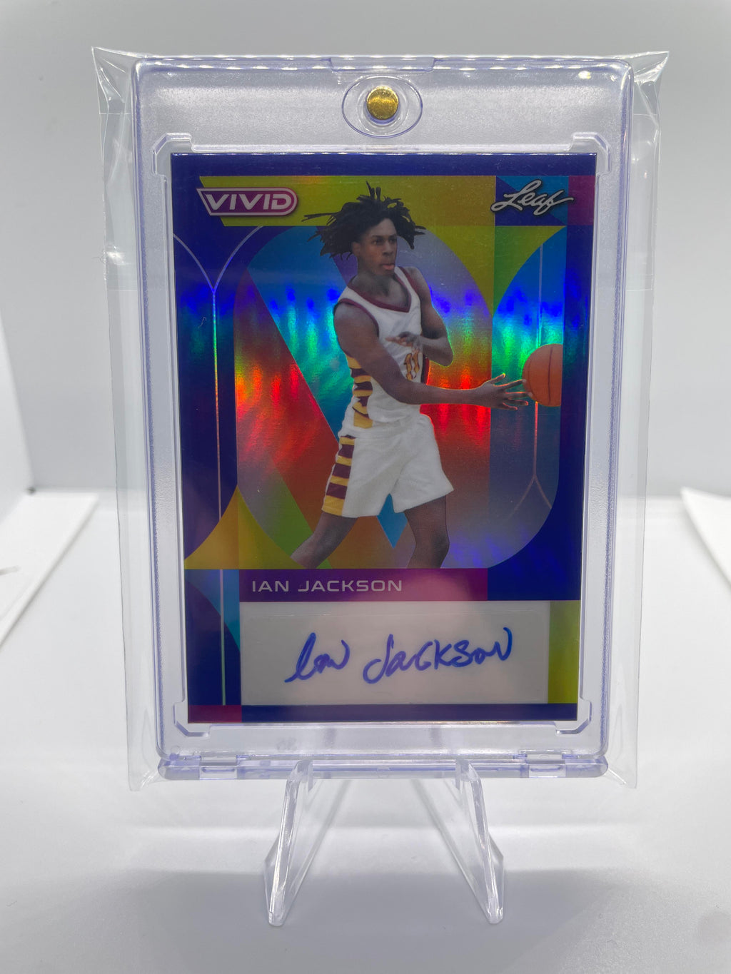 2022-23 Leaf Vivid Ian Jackson Navy Blue Prizm Rookie Auto /30