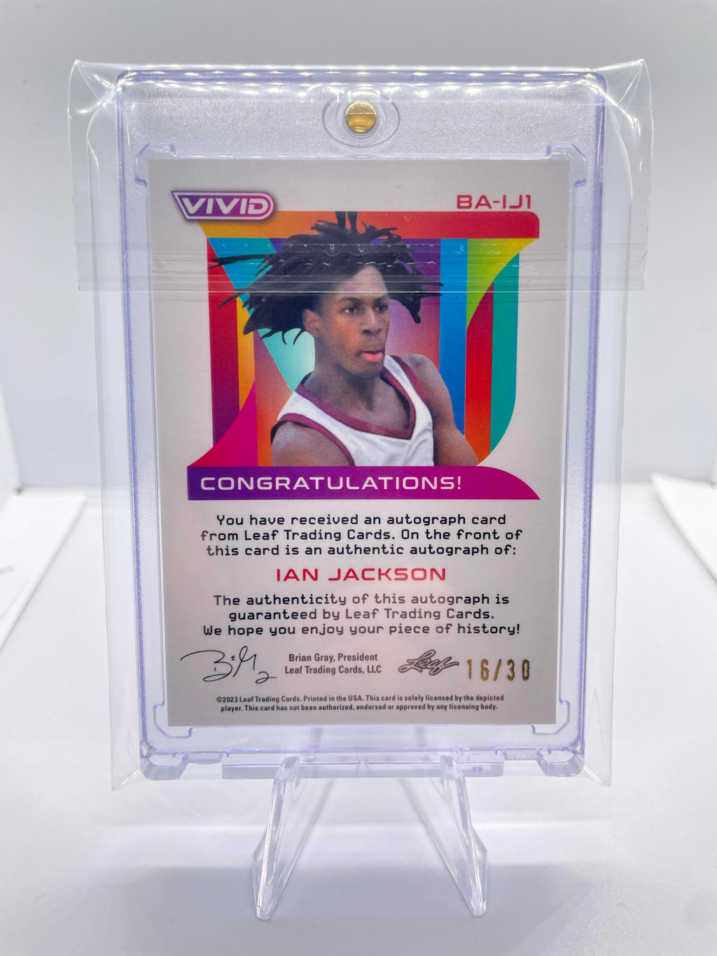 2022-23 Leaf Vivid Ian Jackson Navy Blue Prizm Rookie Auto /30