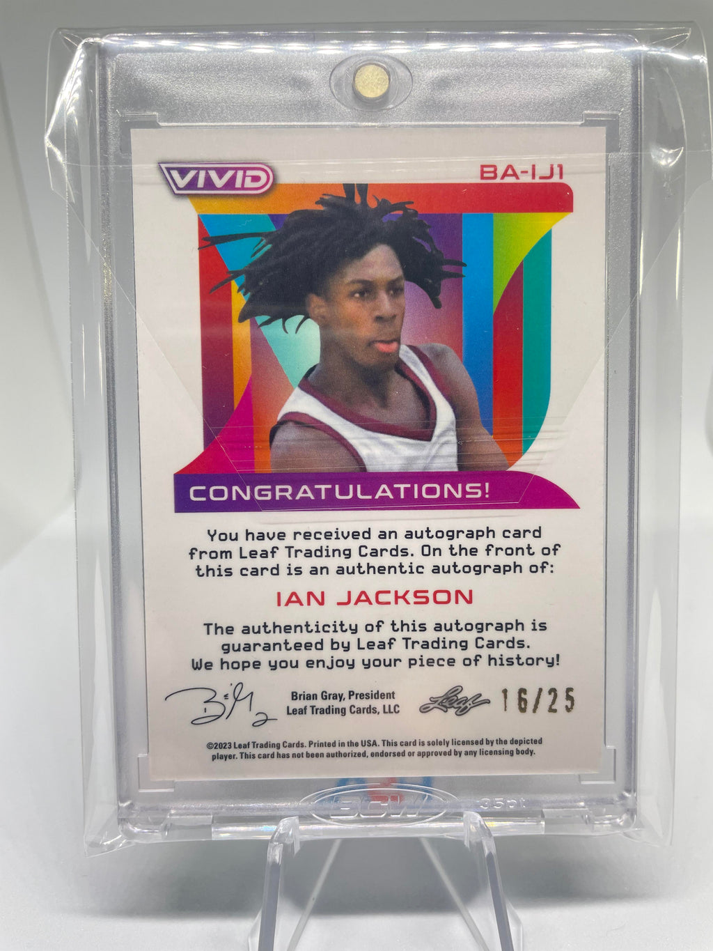 2022-23 Leaf Vivid Ian Jackson White Prizm Rookie Auto /25