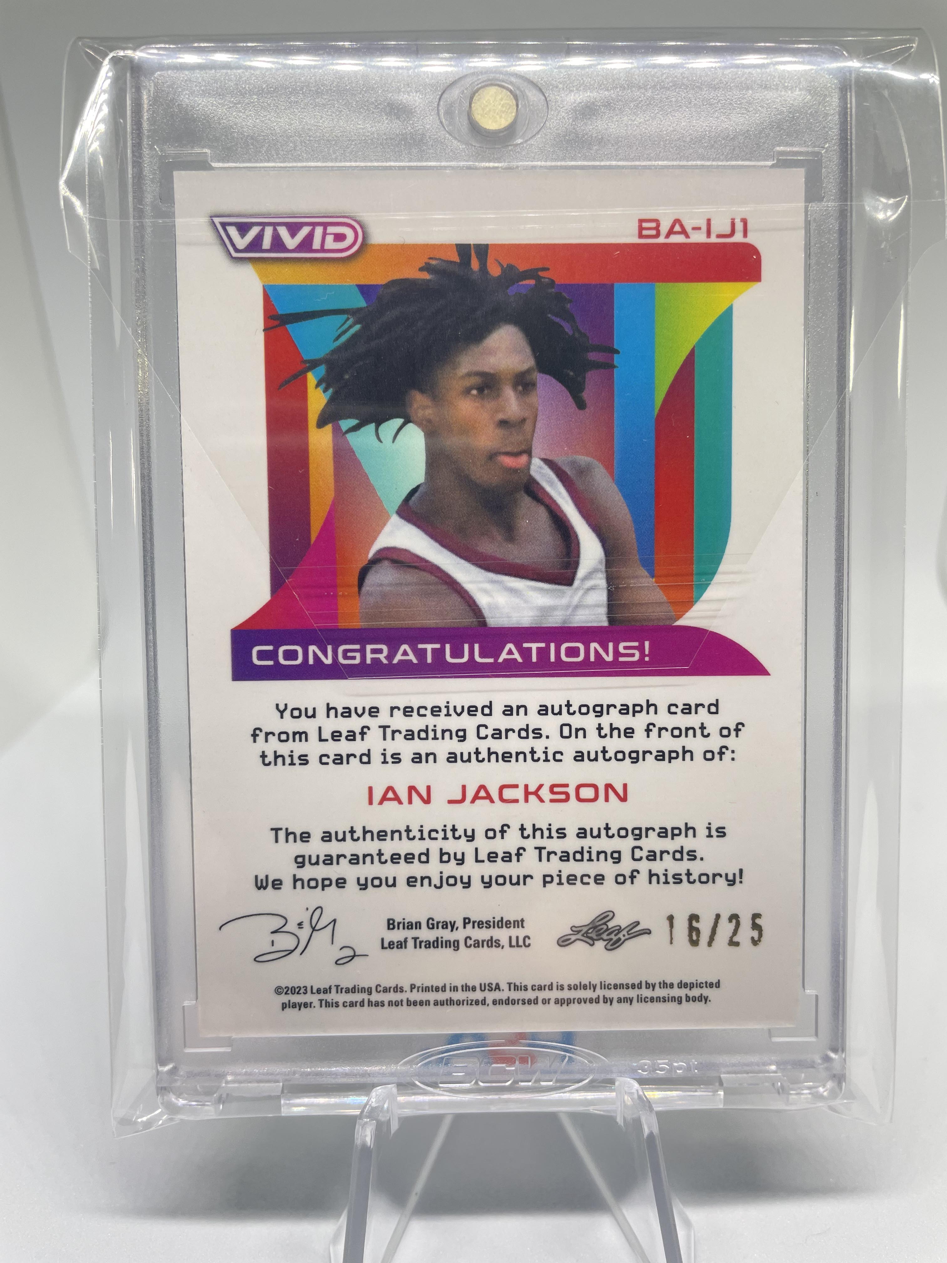 2022-23 Leaf Vivid Ian Jackson White Prizm Rookie Auto /25