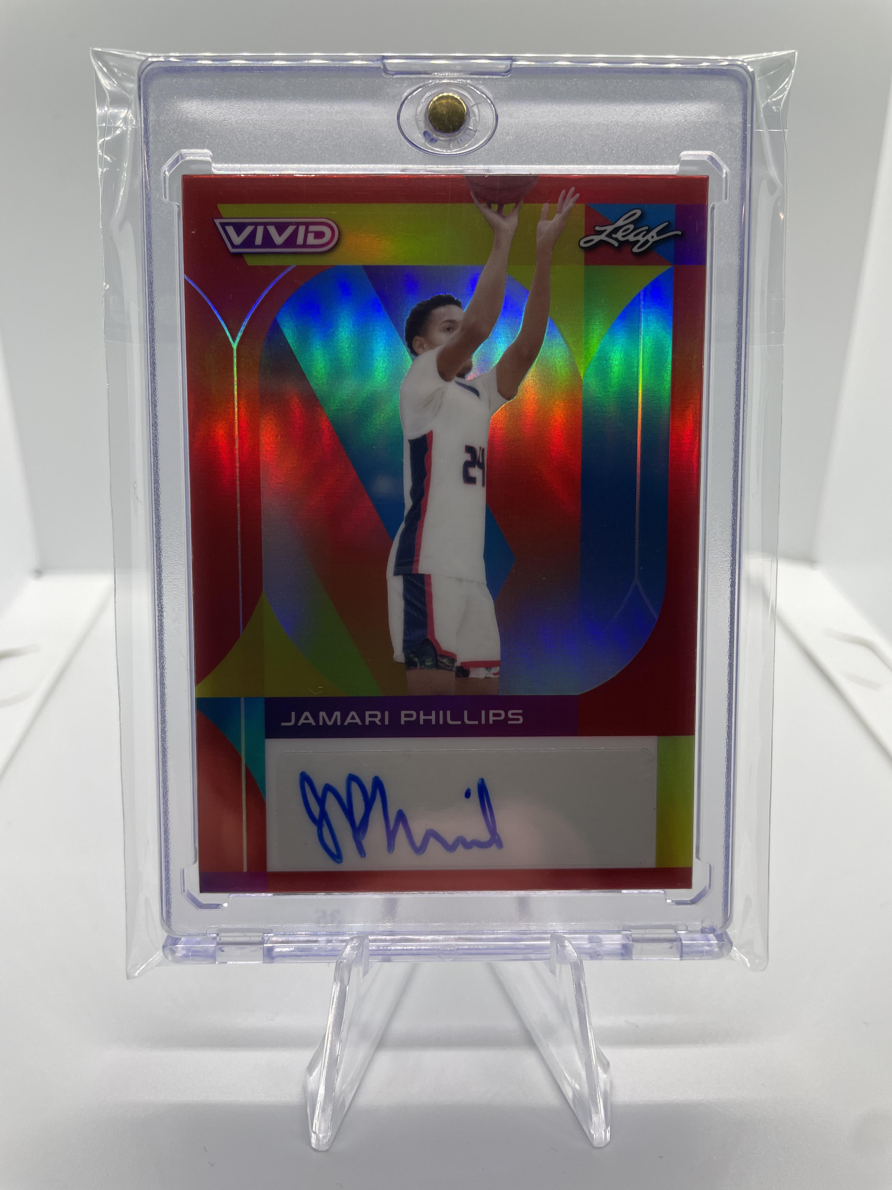 2022-23 Leaf Vivid Jamari Phillips Red Prizm Rookie Auto /35