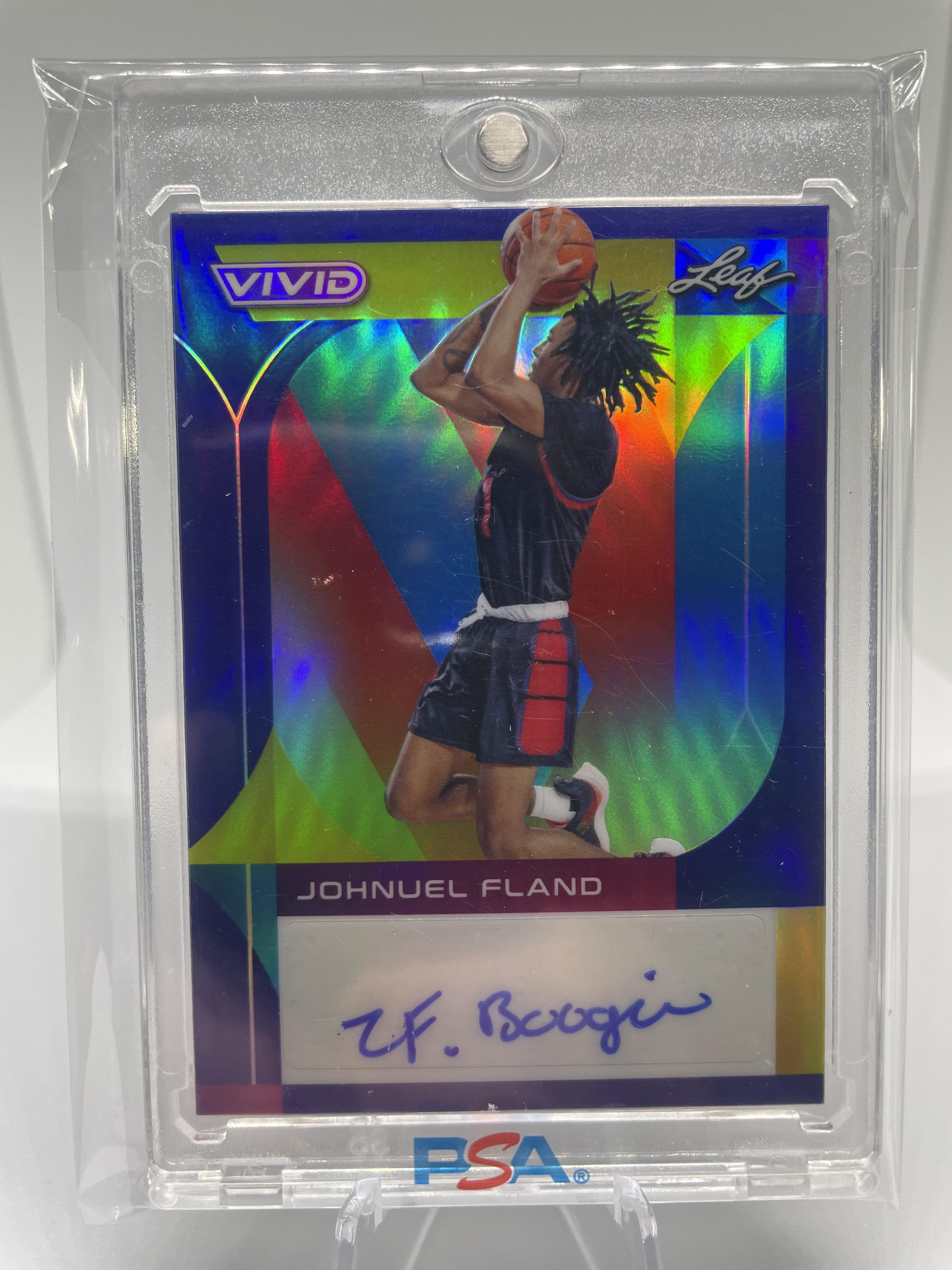 2022-23 Leaf Vivid Johnuel Fland Navy Blue Prizm Rookie Auto /30