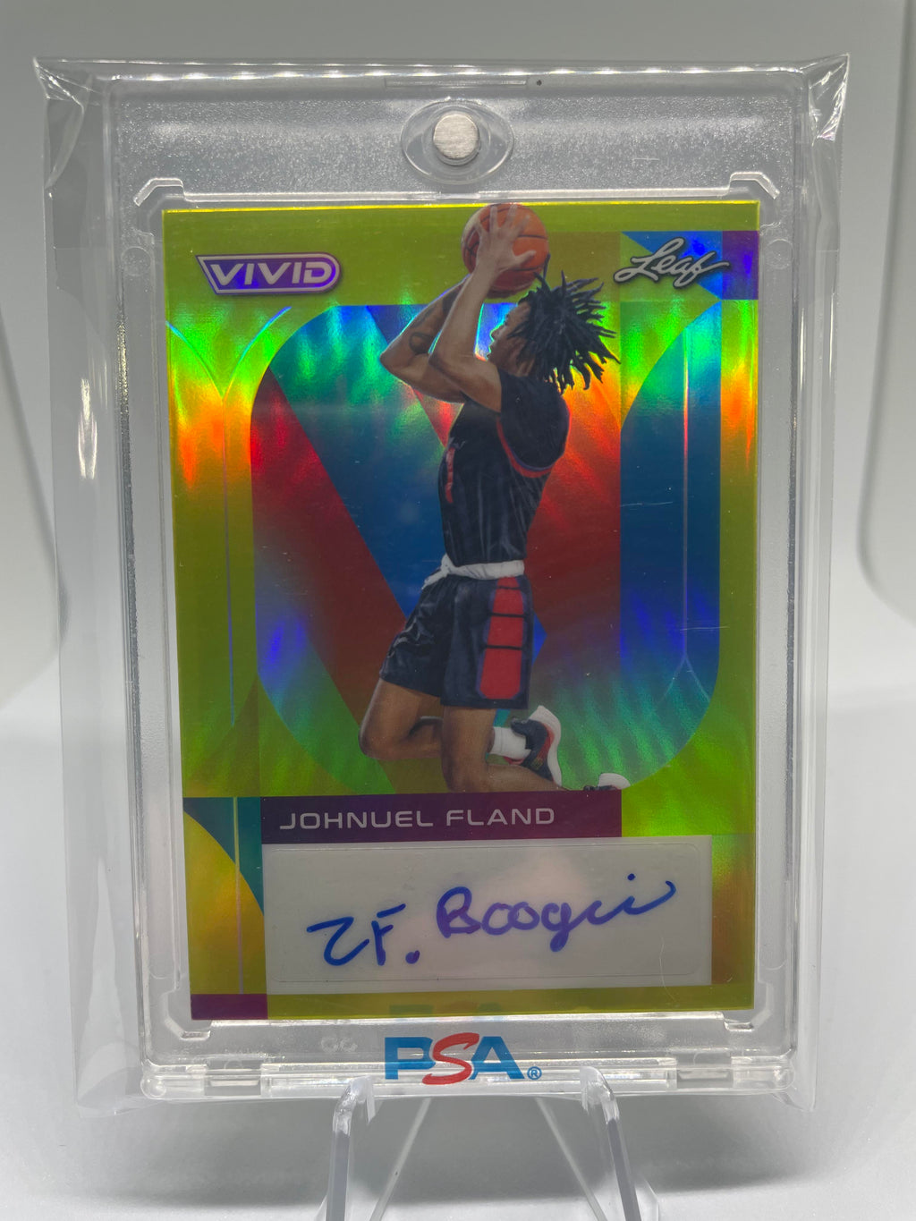 2022-23 Leaf Vivid Johnuel Fland Yellow Prizm Rookie Auto /50