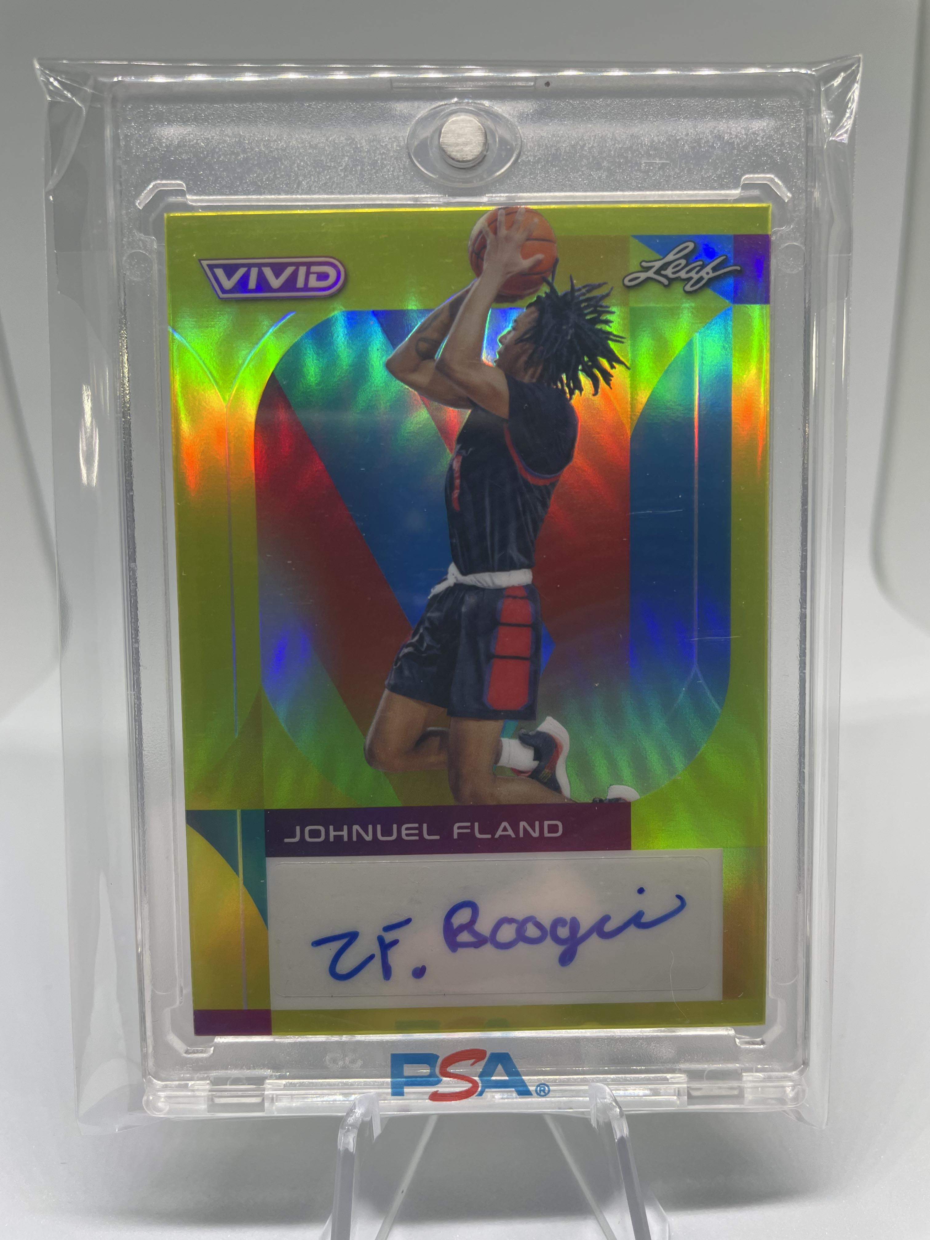 2022-23 Leaf Vivid Johnuel Fland Yellow Prizm Rookie Auto /50