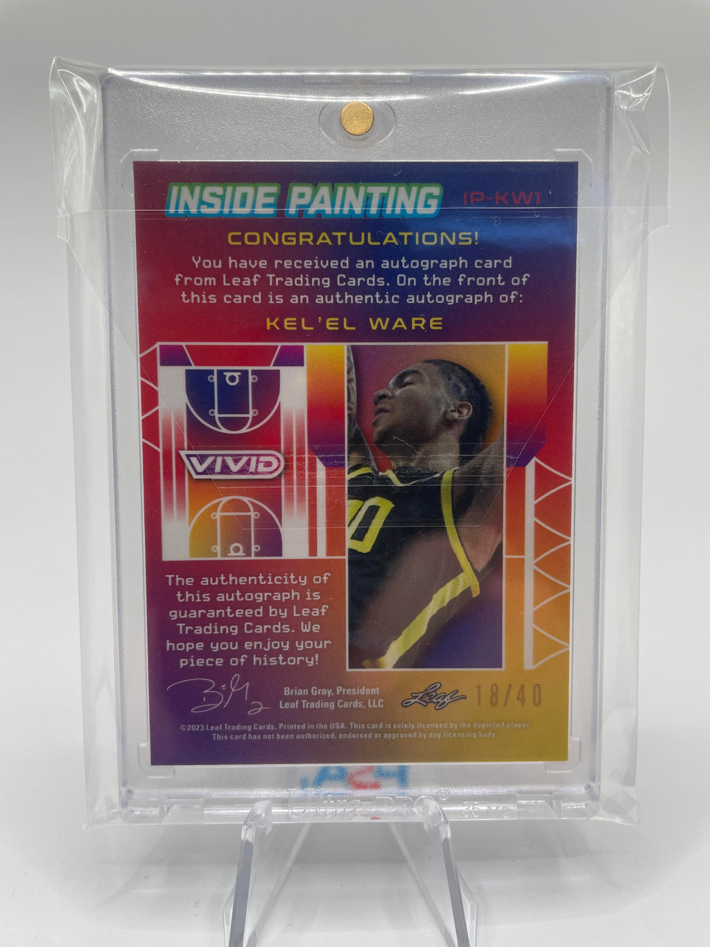 2022-23 Leaf Vivid Kel'El Ware Inside Painting Silver Rookie Auto /40