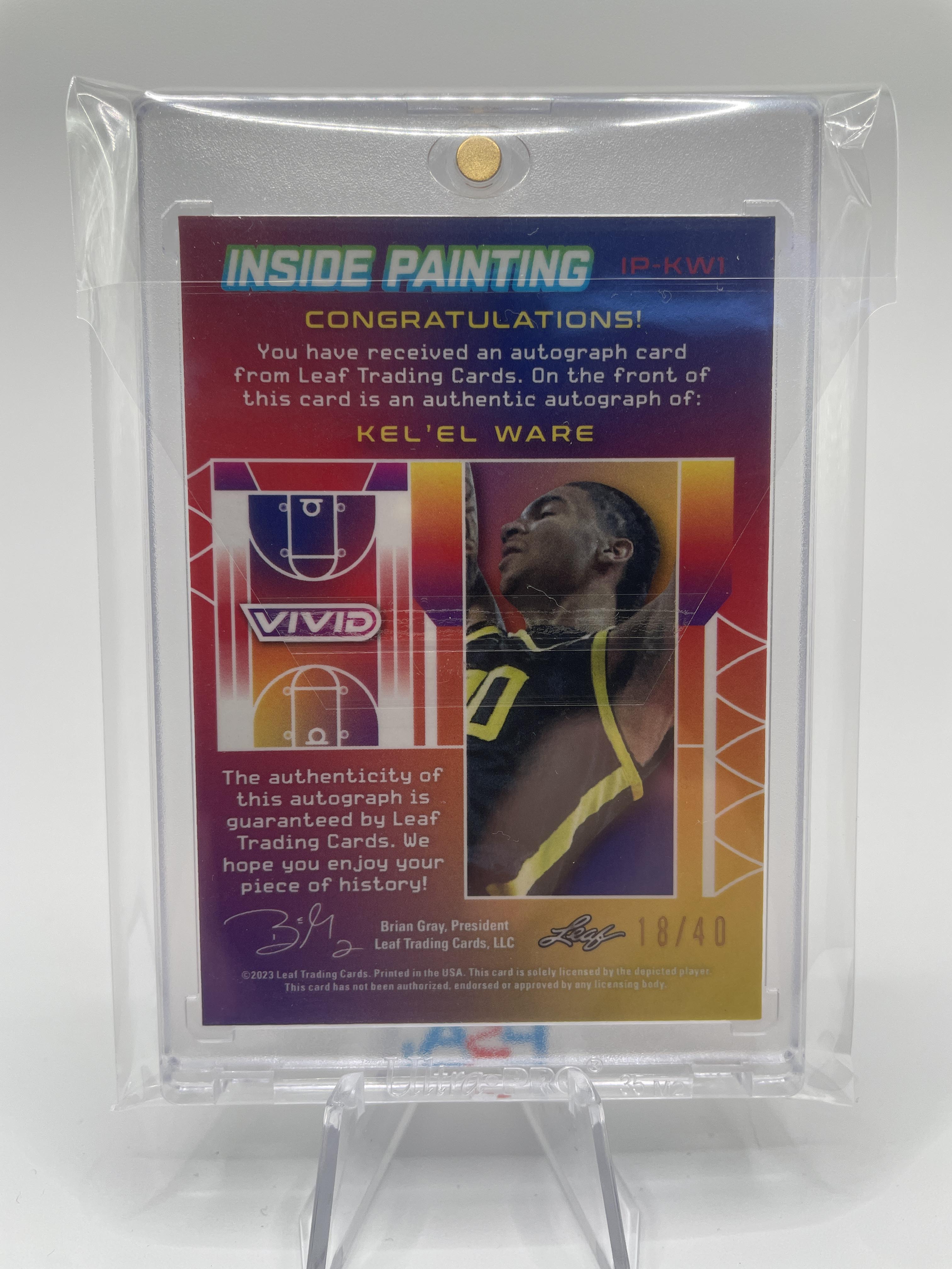 2022-23 Leaf Vivid Kel'El Ware Inside Painting Silver Rookie Auto /40