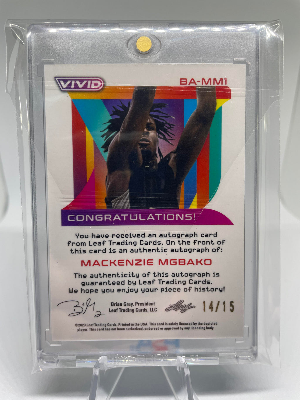 2022-23 Leaf Vivid Mackenzie Mgbako Green Prizm Rookie Auto /15