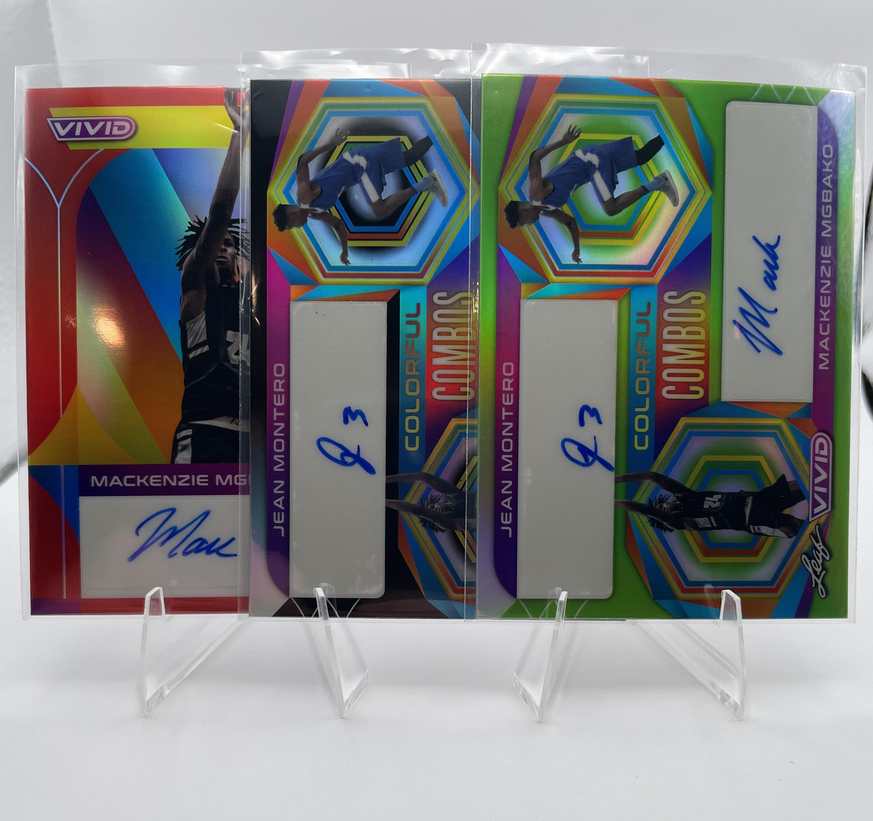 2022-23 Leaf Vivid Mackenzie Mgbako Jean Montero Green Prizm Auto /15 Black /20