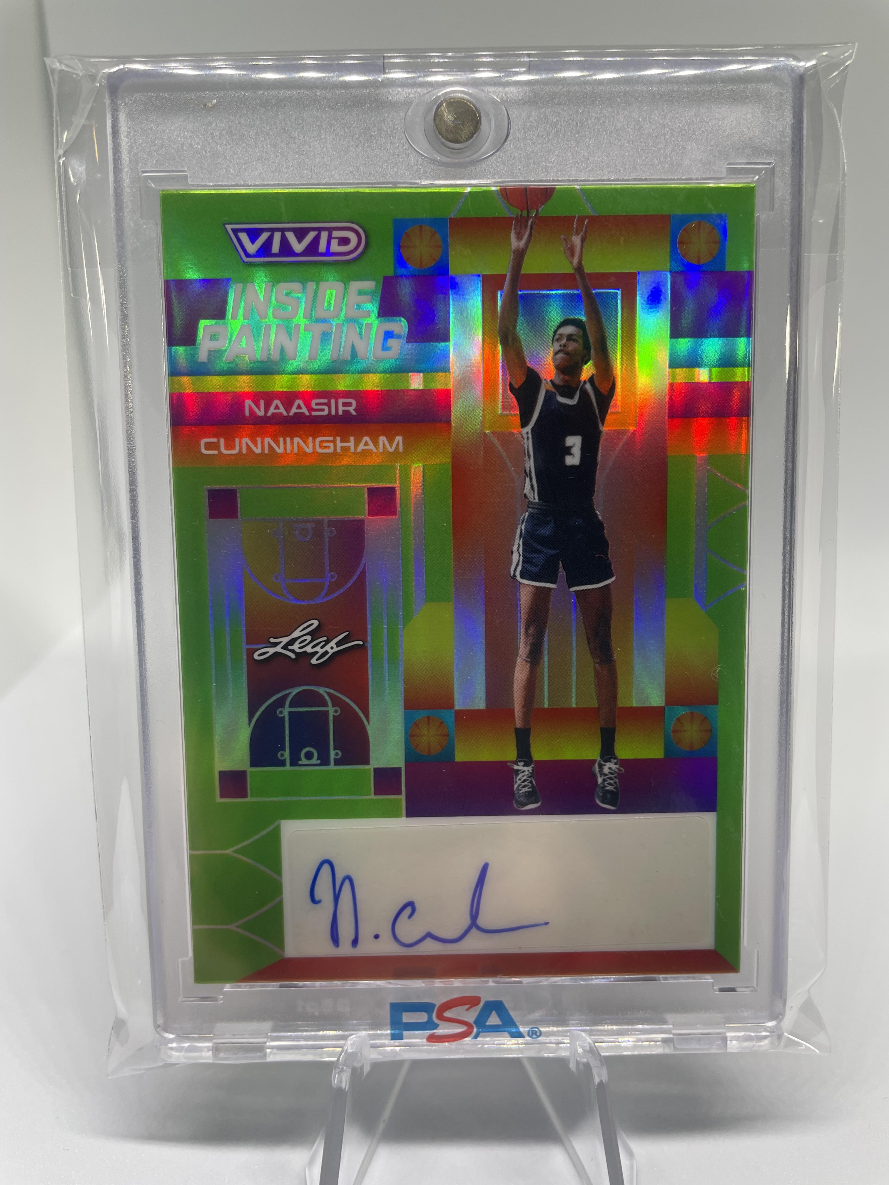 2022-23 Leaf Vivid Naasir Cunningham Inside Painting Green Rookie Auto /15
