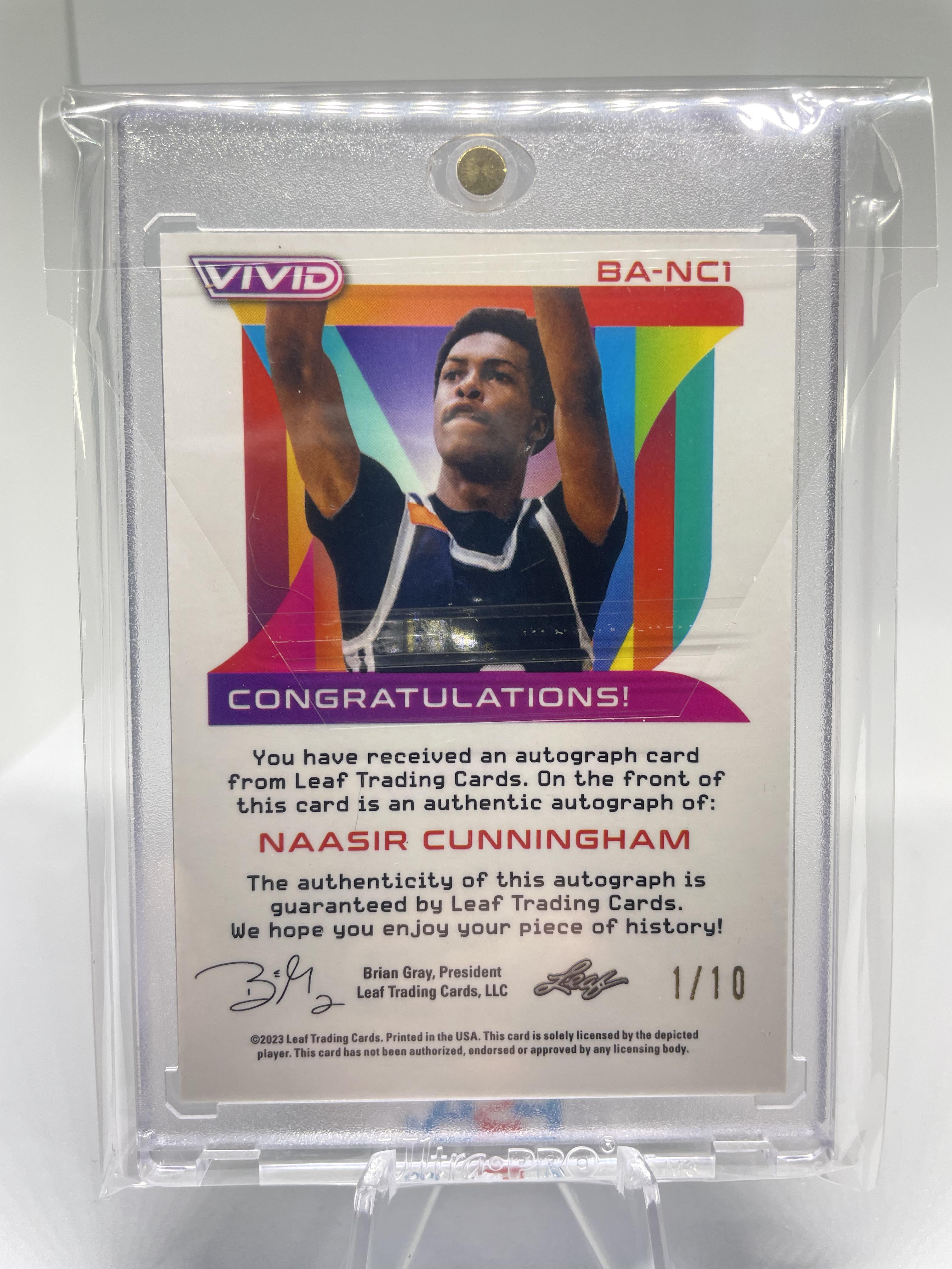 2022-23 Leaf Vivid Naasir Cunningham Orange Rookie Auto /10
