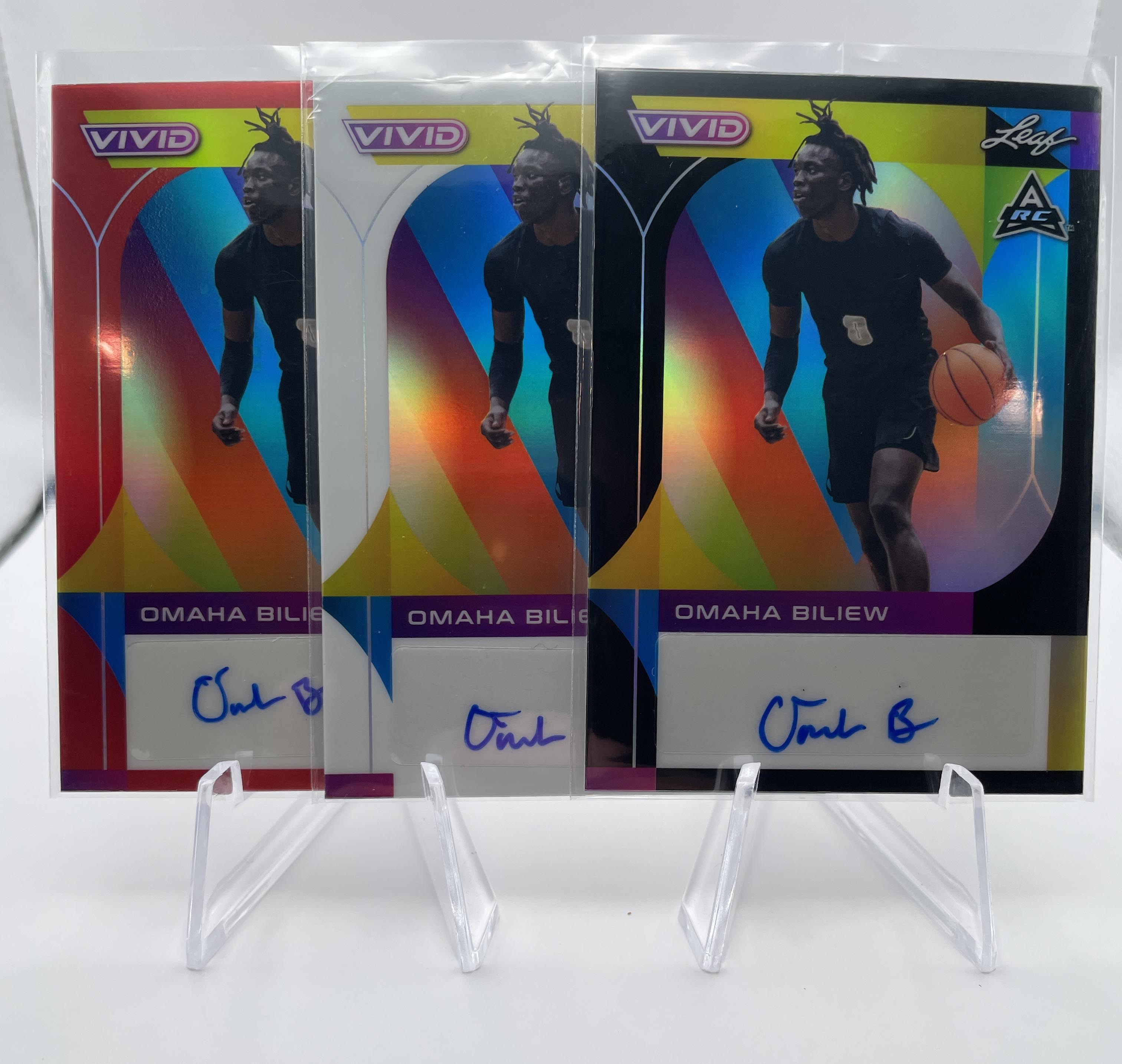 2022-23 Leaf Vivid Omaha Biliew White Prizm Rookie Auto /25 + Black /20 Red /35