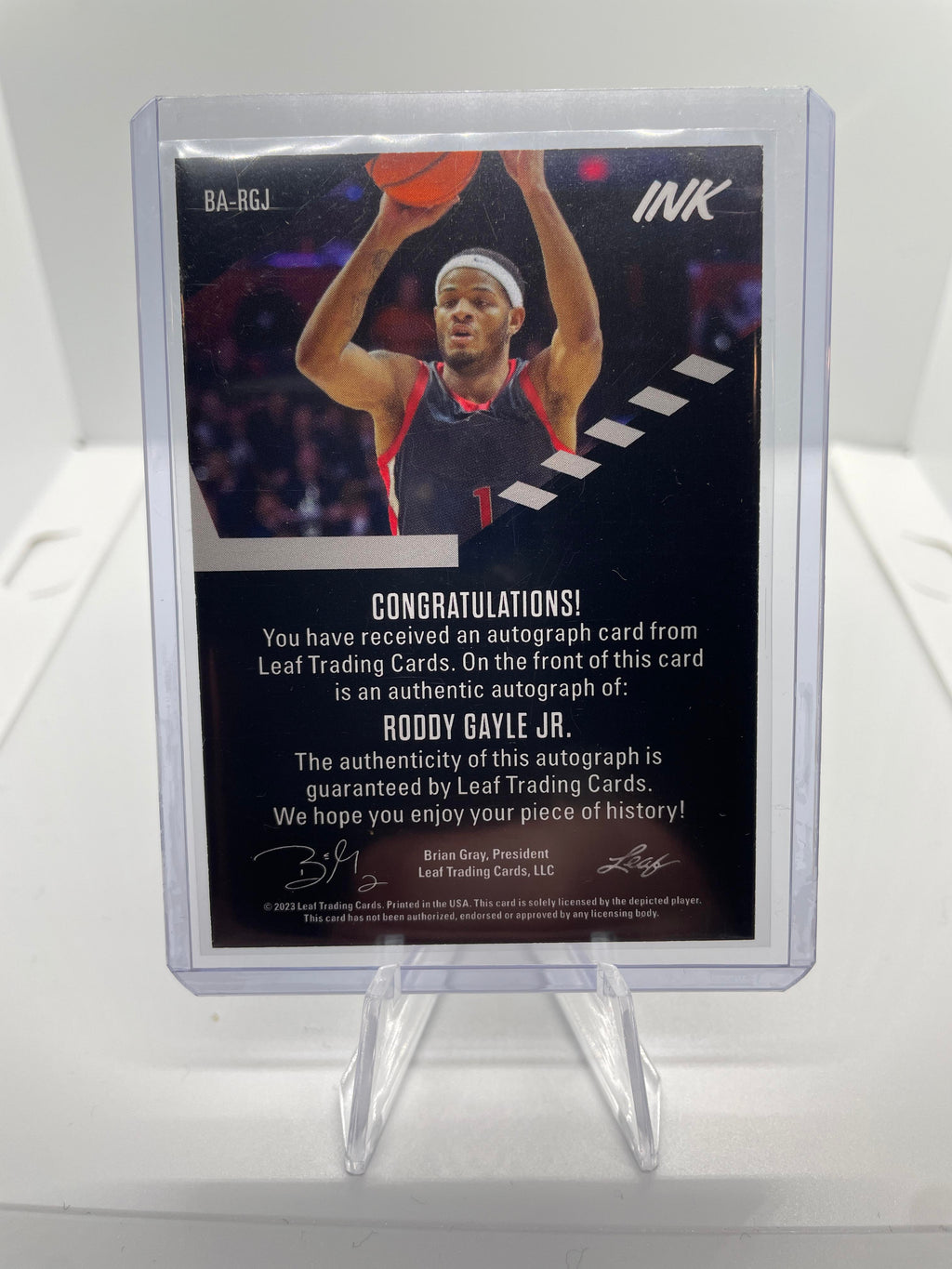2022-23 Leaf ink Roddy Gayle Jr. Yellow Border Rookie Auto