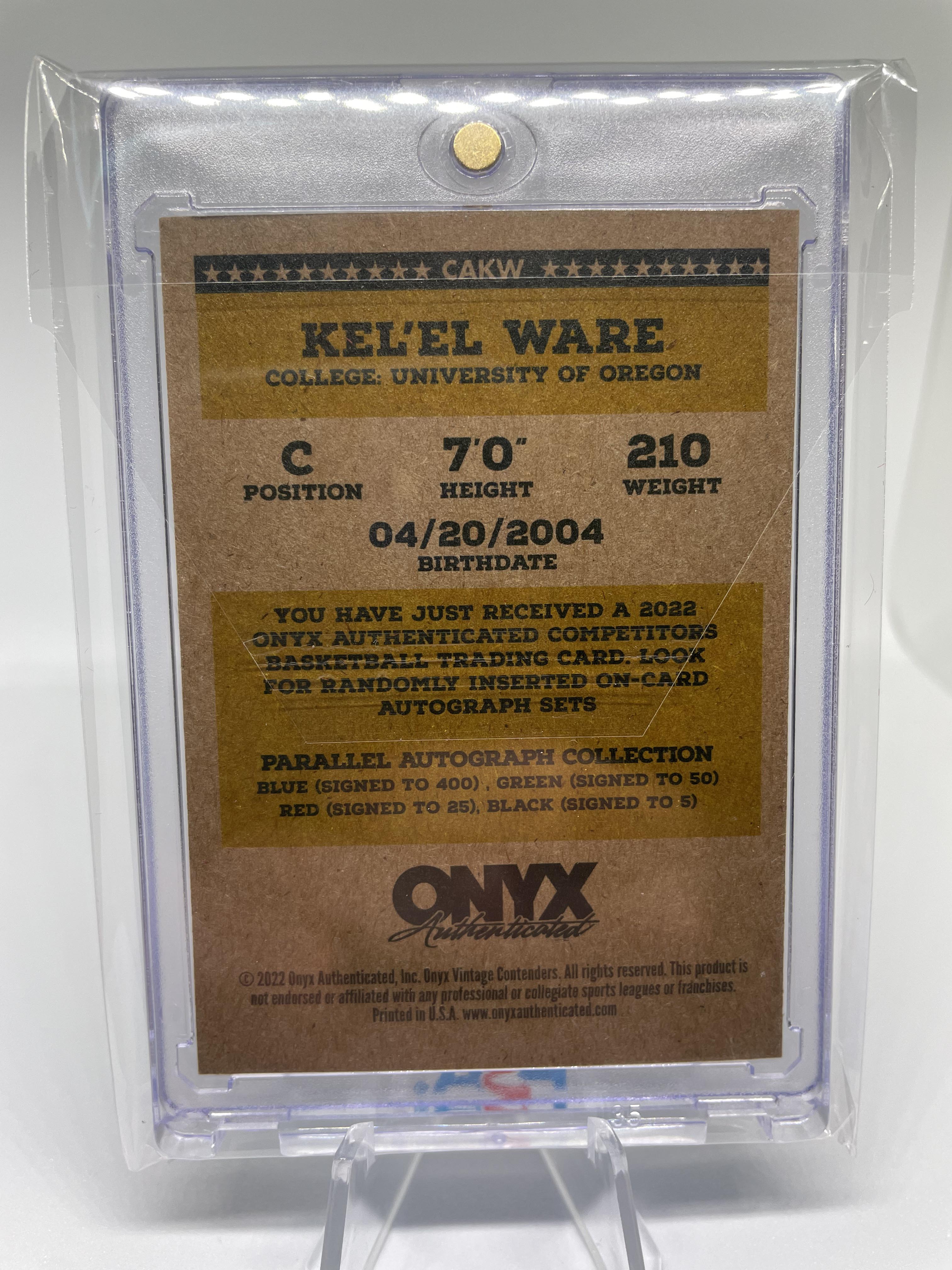 2022-23 Onyx Vintage Kel'el Ware Blue On-Card Rookie Auto /400