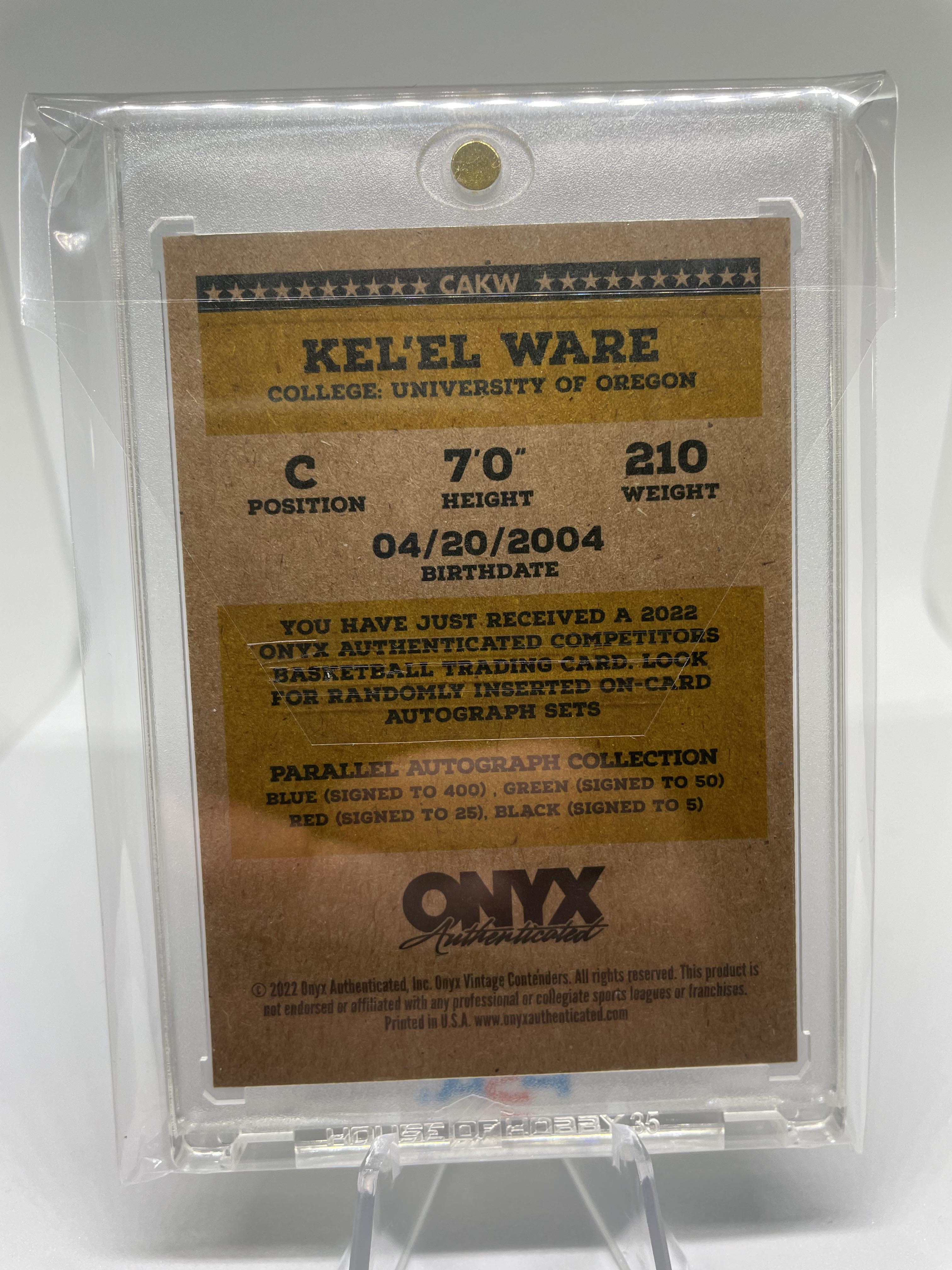2022-23 Onyx Vintage Kel'el Ware Blue On-Card Rookie Auto /400