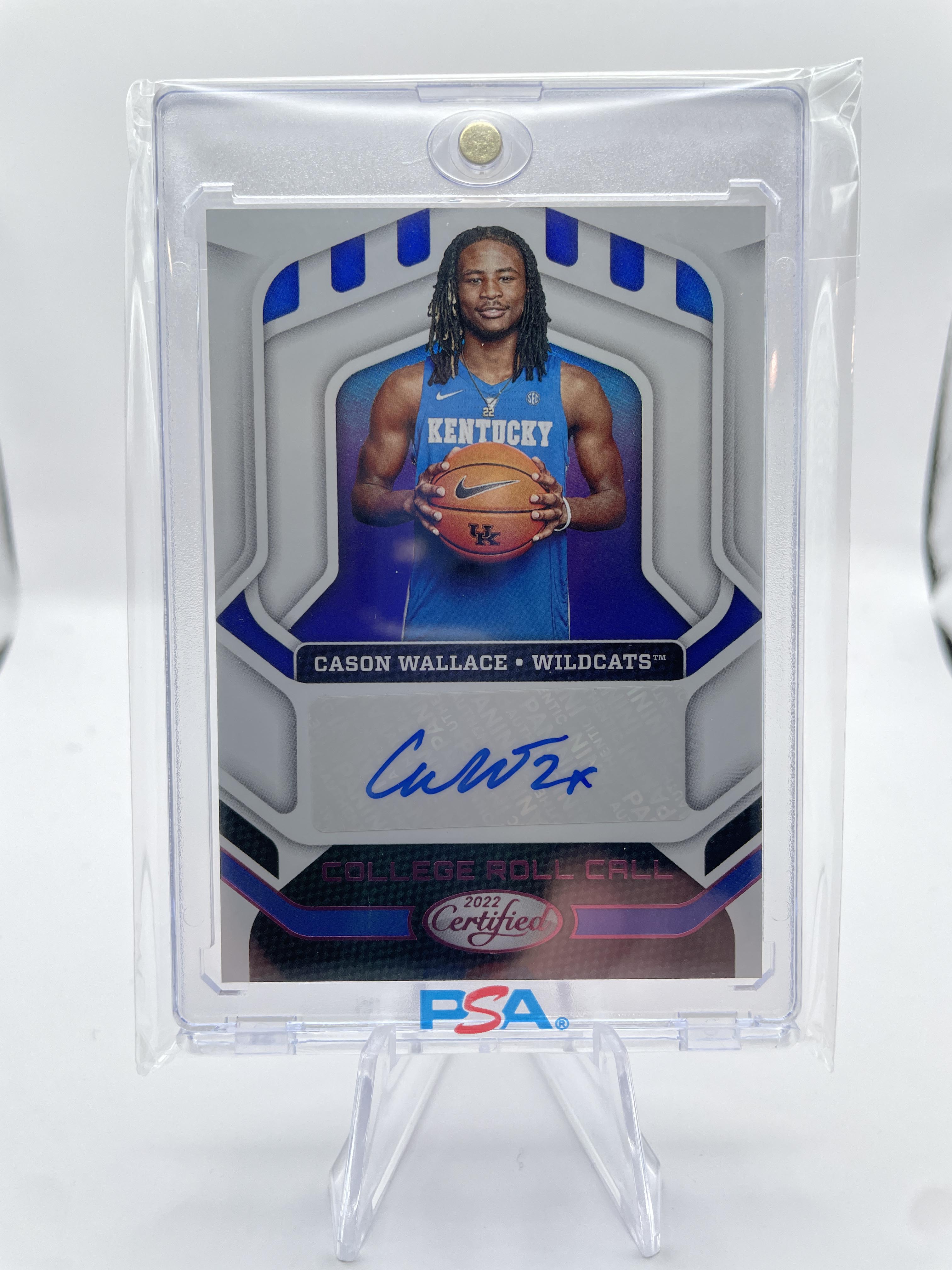 2022-23 Panini Chronicles Cason Wallace College Roll Call Pink Rookie Auto SP