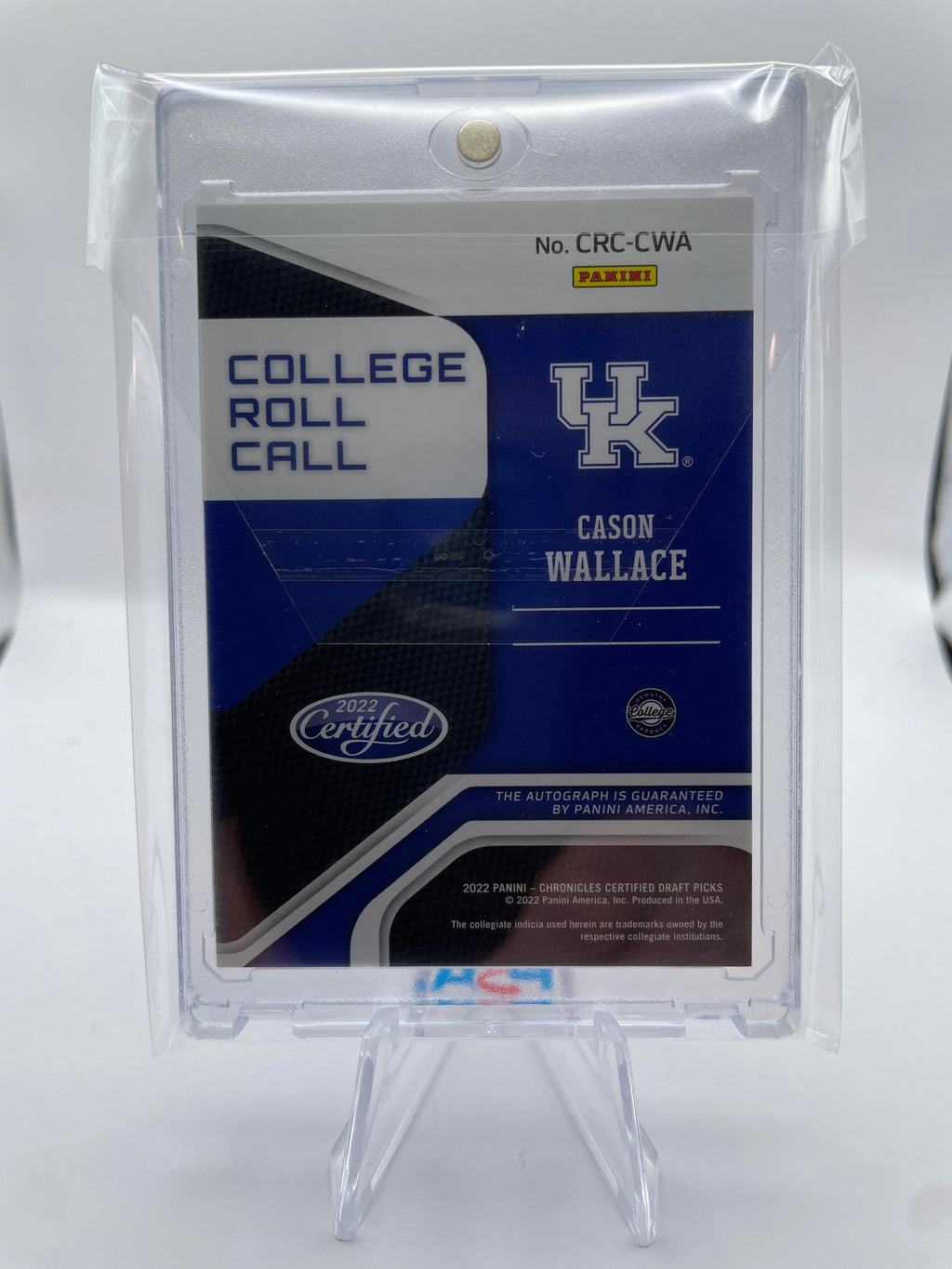 2022-23 Panini Chronicles Cason Wallace College Roll Call Pink Rookie Auto SP