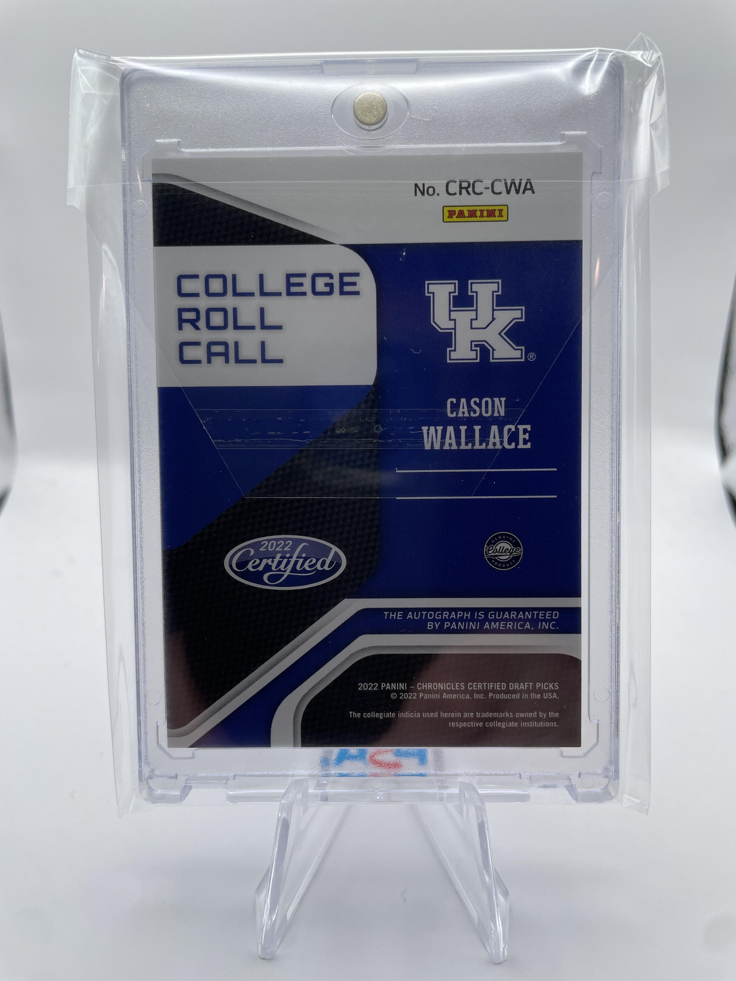 2022-23 Panini Chronicles Cason Wallace College Roll Call Pink Rookie Auto SP