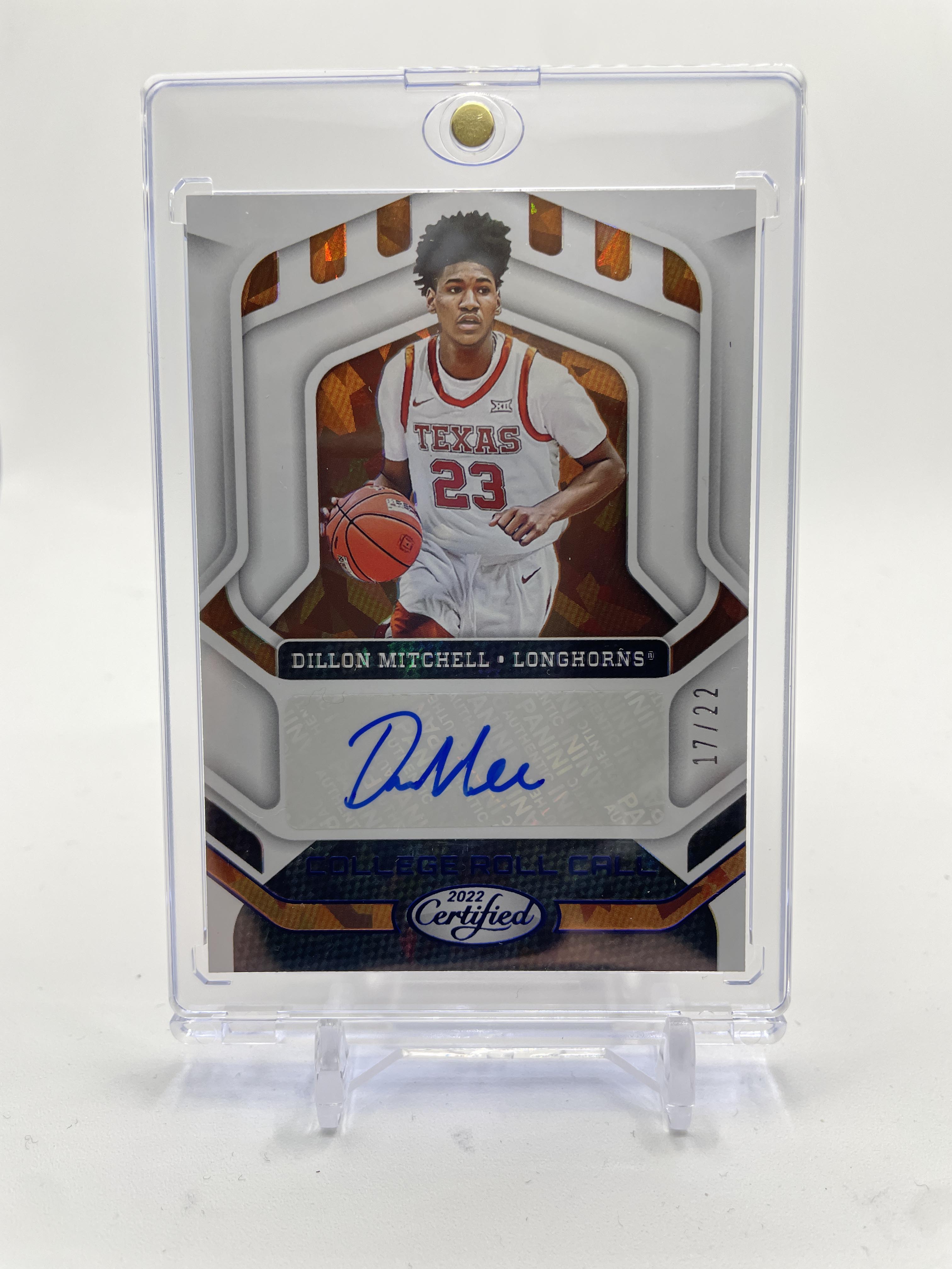 2022-23 Panini Chronicles Draft Dillon Mitchell Blue Cracked Ice Rookie Auto /22