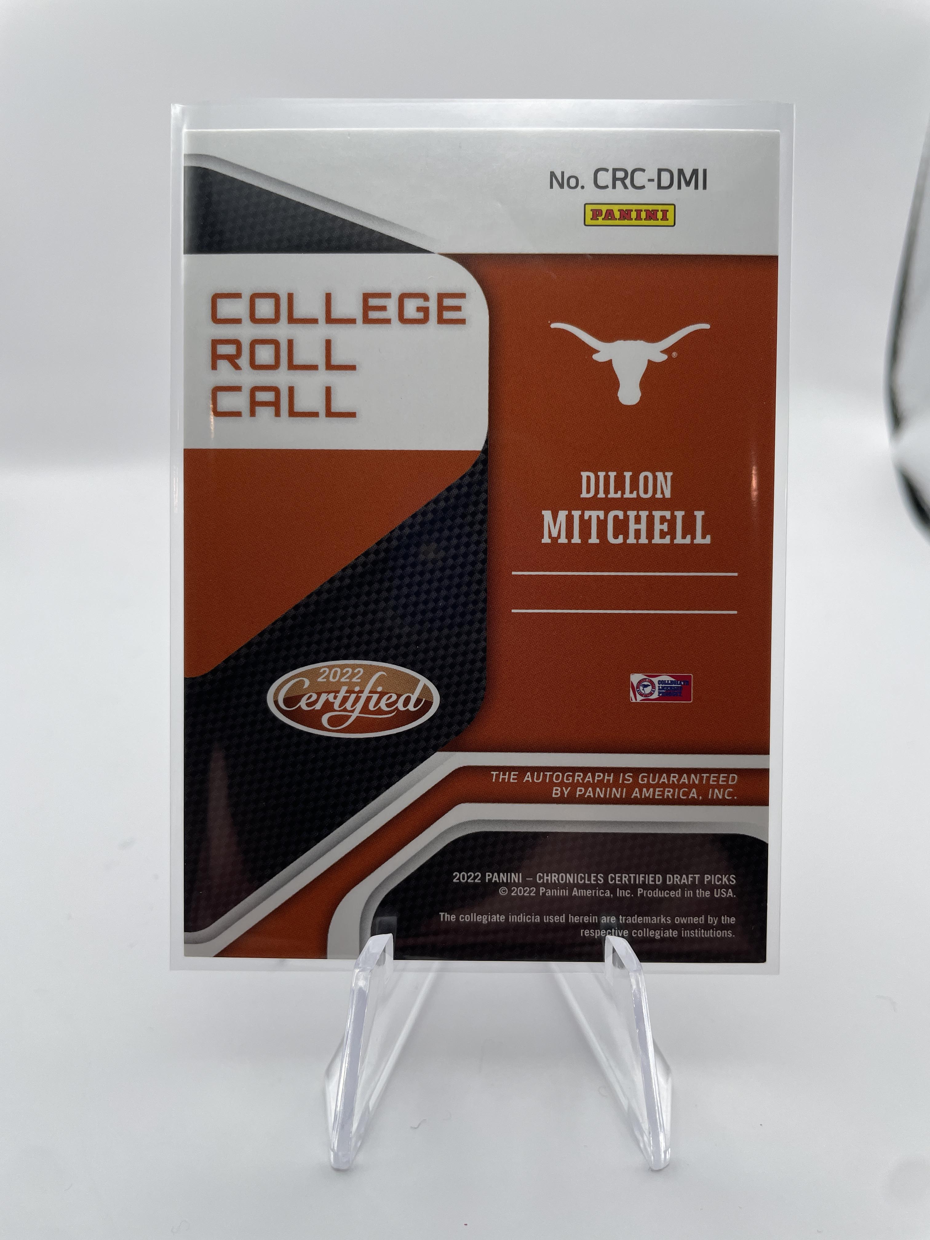 2022-23 Panini Chronicles Draft Dillon Mitchell College Roll Call Pink SP Auto