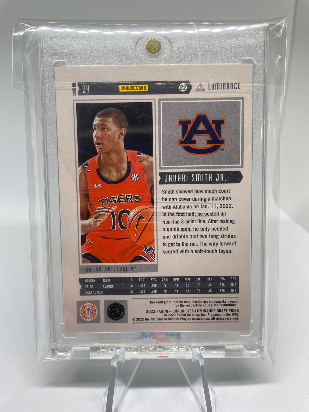 2022-23 Panini Chronicles Draft Jabari Smith Jr Luminance Red Foil Rookie /149